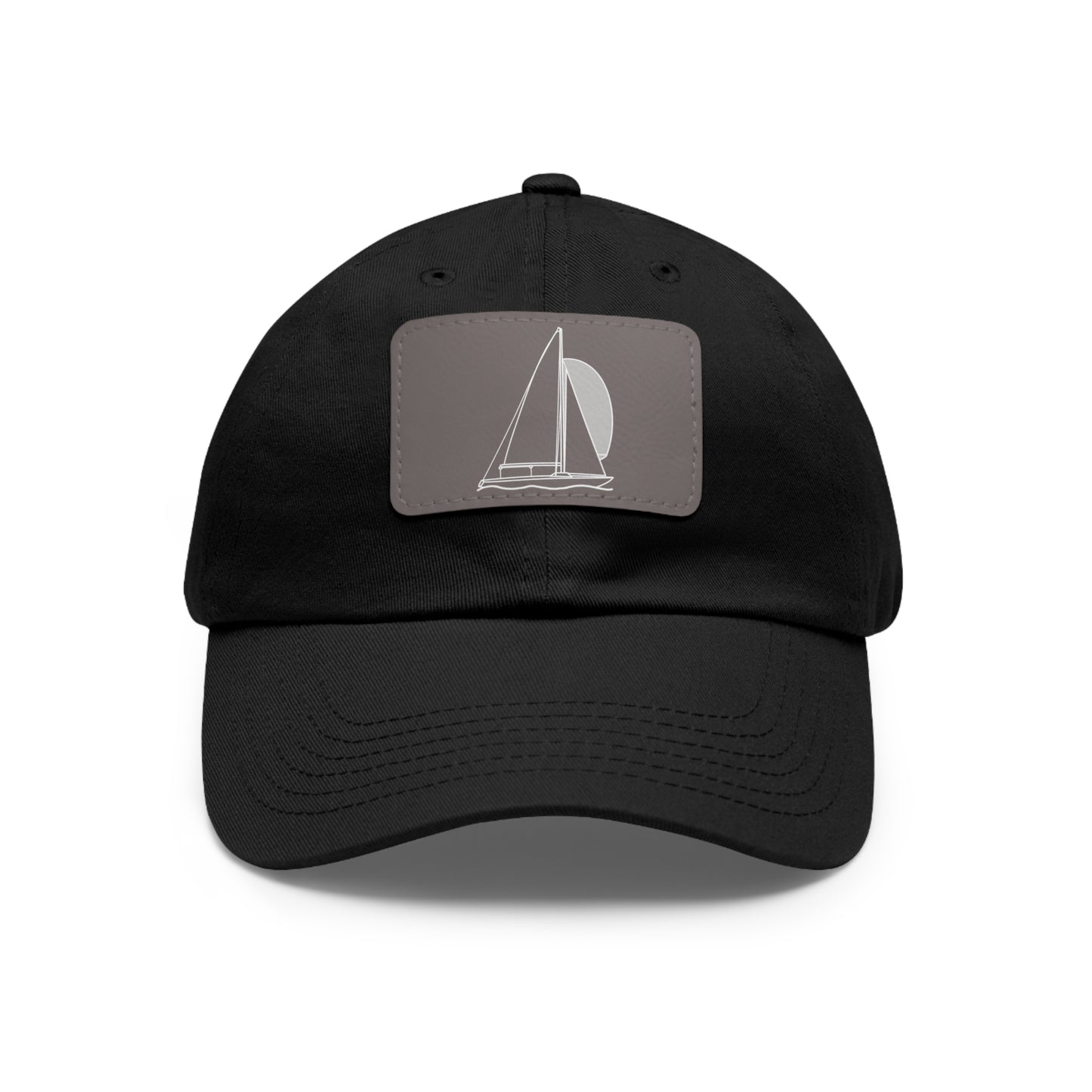 Sailboats Yngling Style Single Mast - Hat with Leather Patch (rectangle)