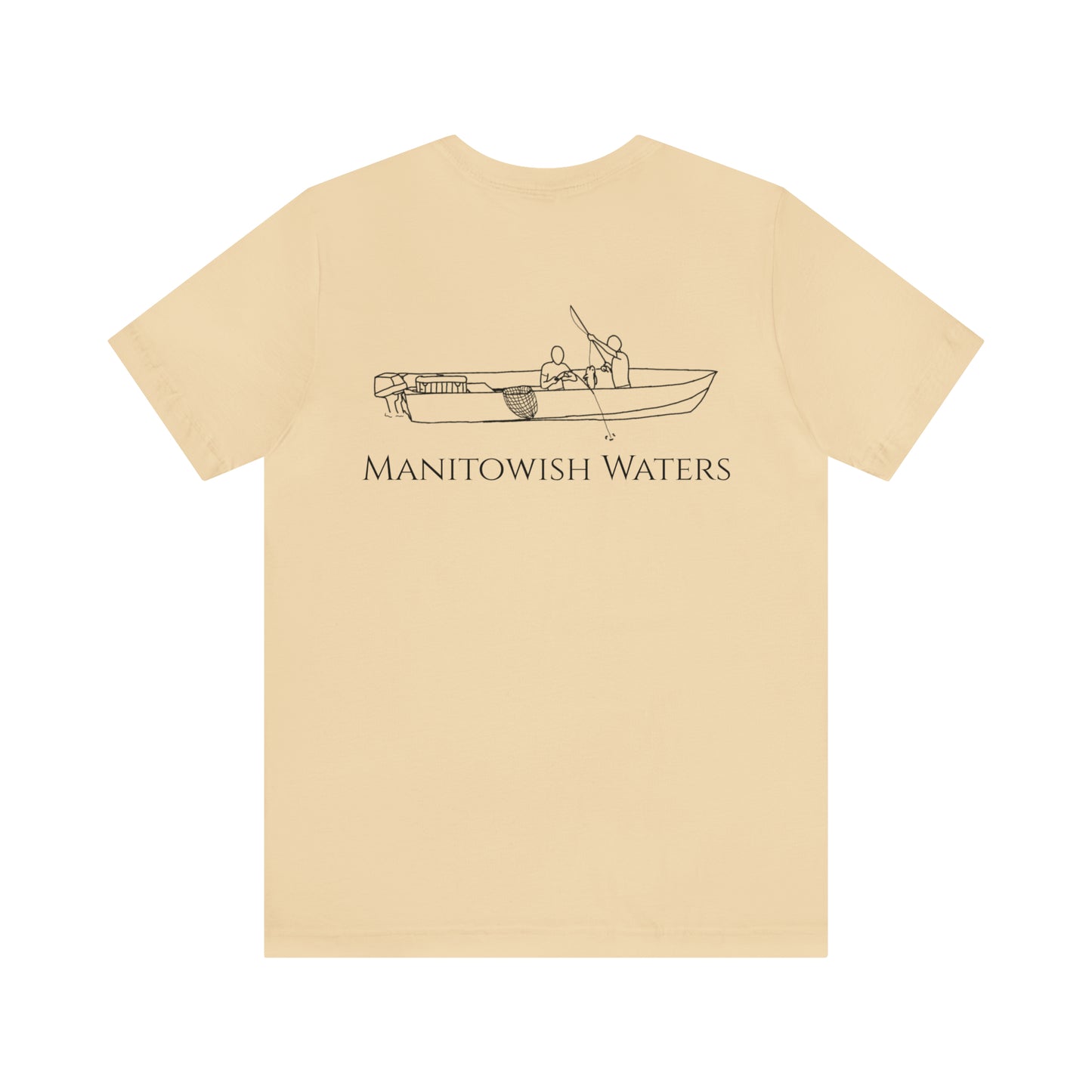 Boys Fishing off Boat - Manitowish Waters Unisex Lightweight Short Sleeve Tee