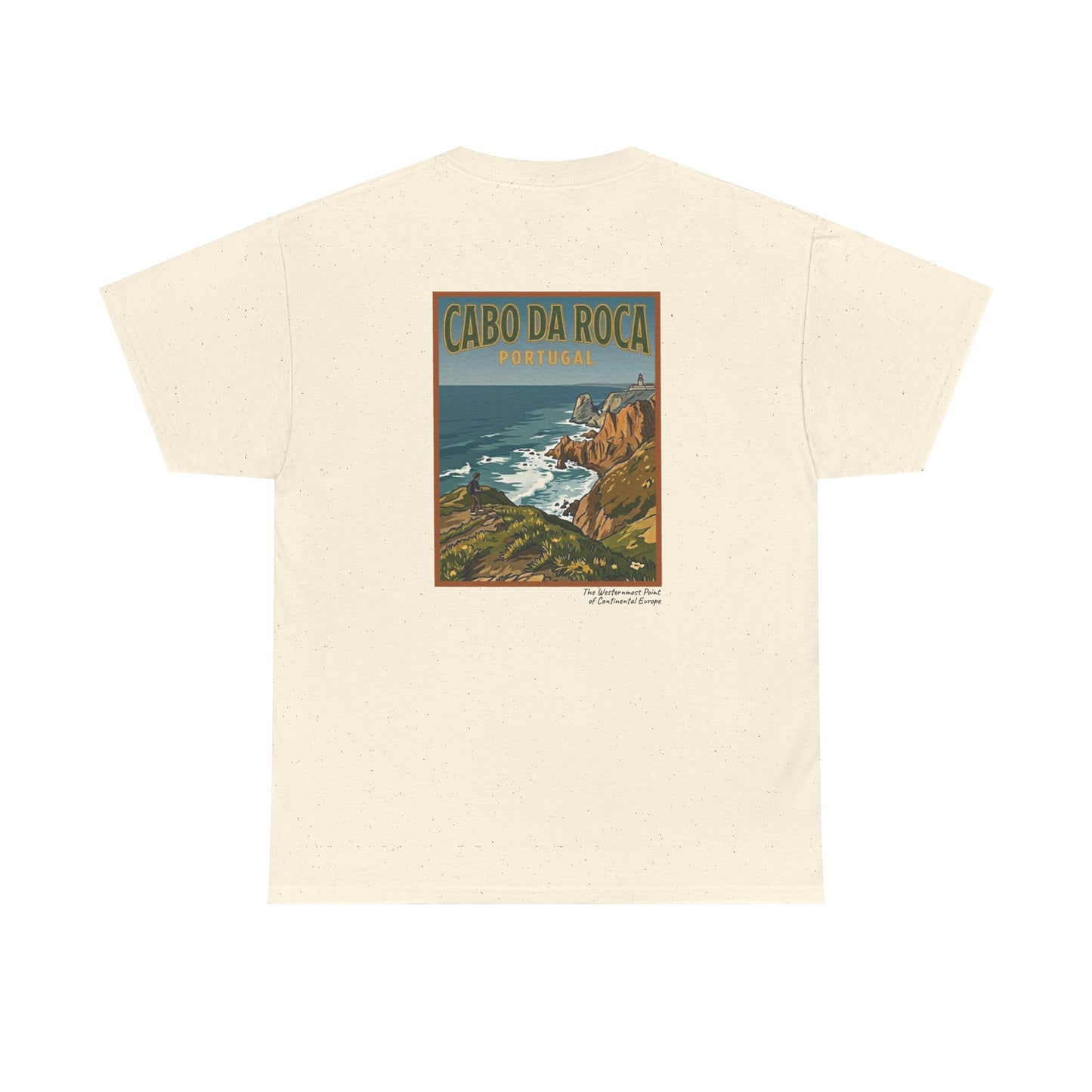 Cabo do Roca with coordinates - 4 panel front - Unisex Heavy Cotton Tee