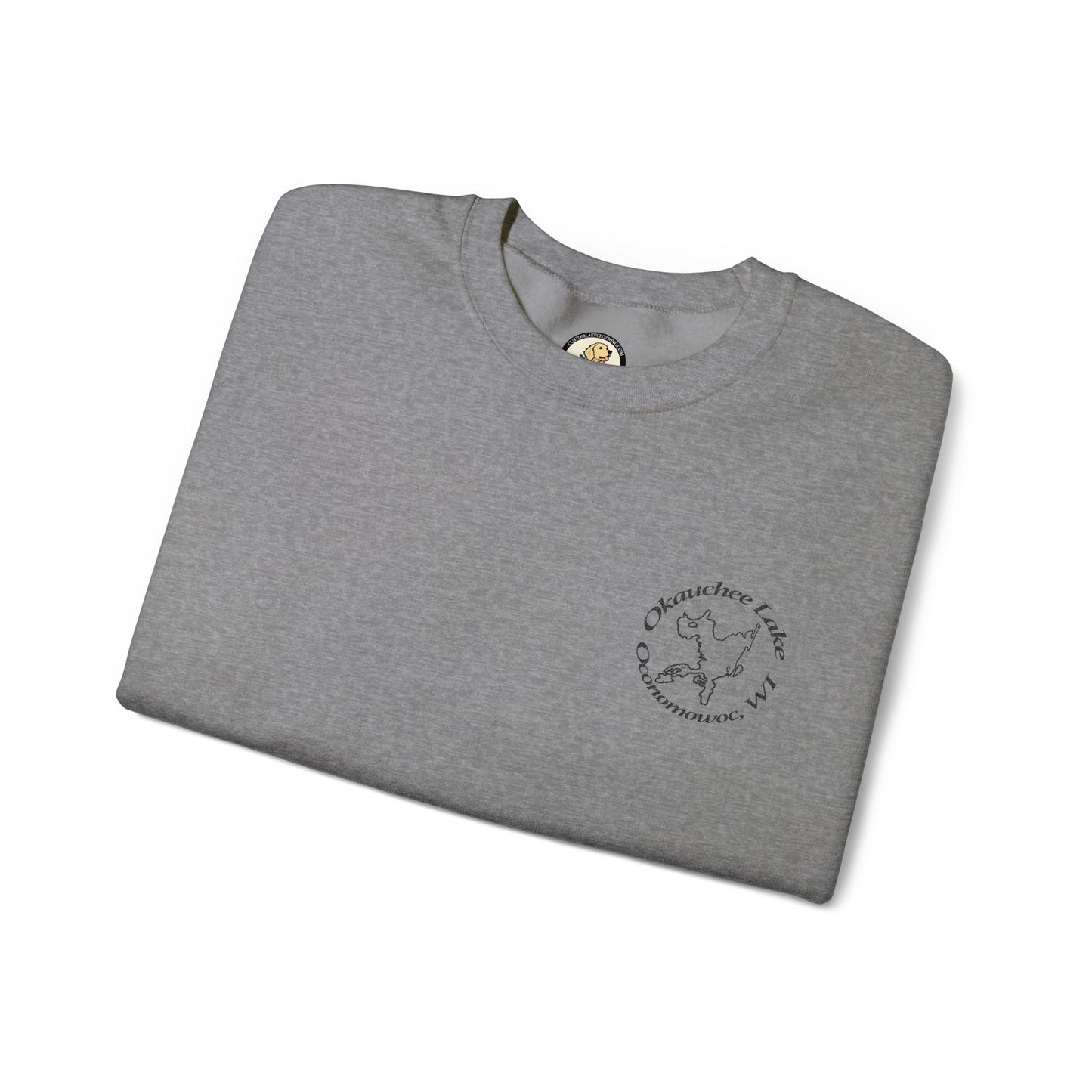 Okauchee Lake Embroidered Circle Text Oconomowoc WIUnisex Heavy Blend™ Crewneck Sweatshirt