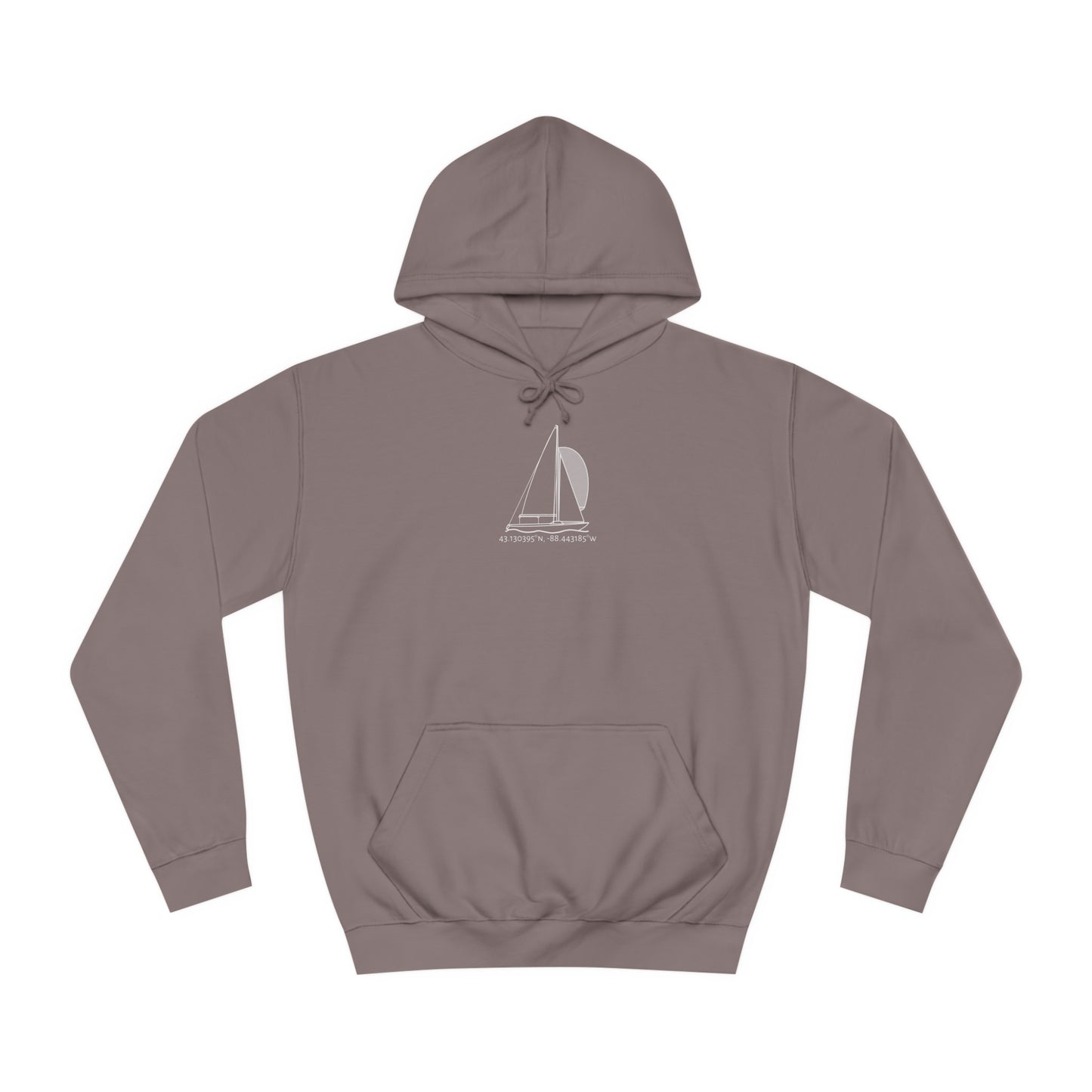 Sailboat Yngling model Okauchee Lake Coordinates - Medium Weight Hoodie