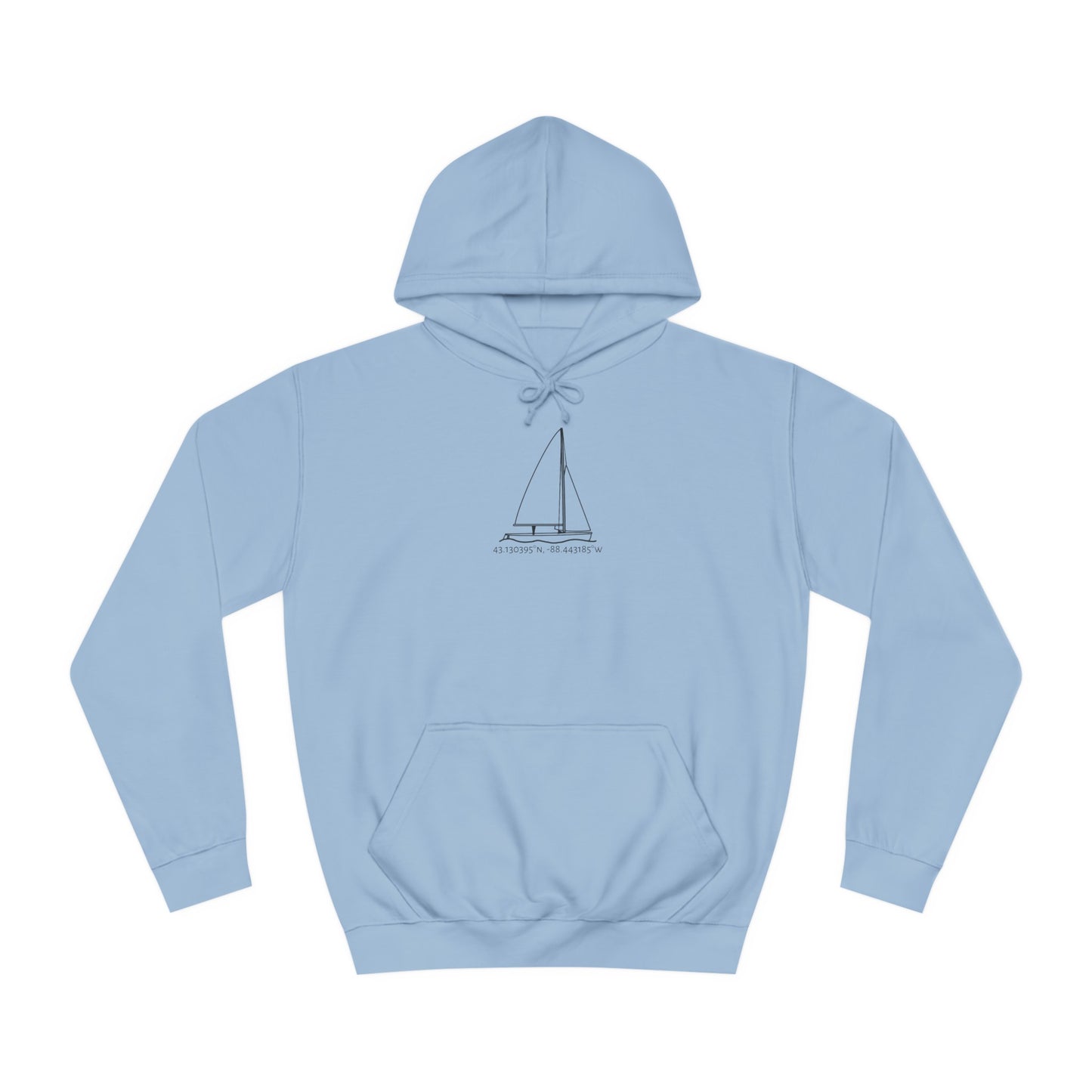 Sailboat 470 model Okauchee Lake Coordinates - Medium Weight Hoodie