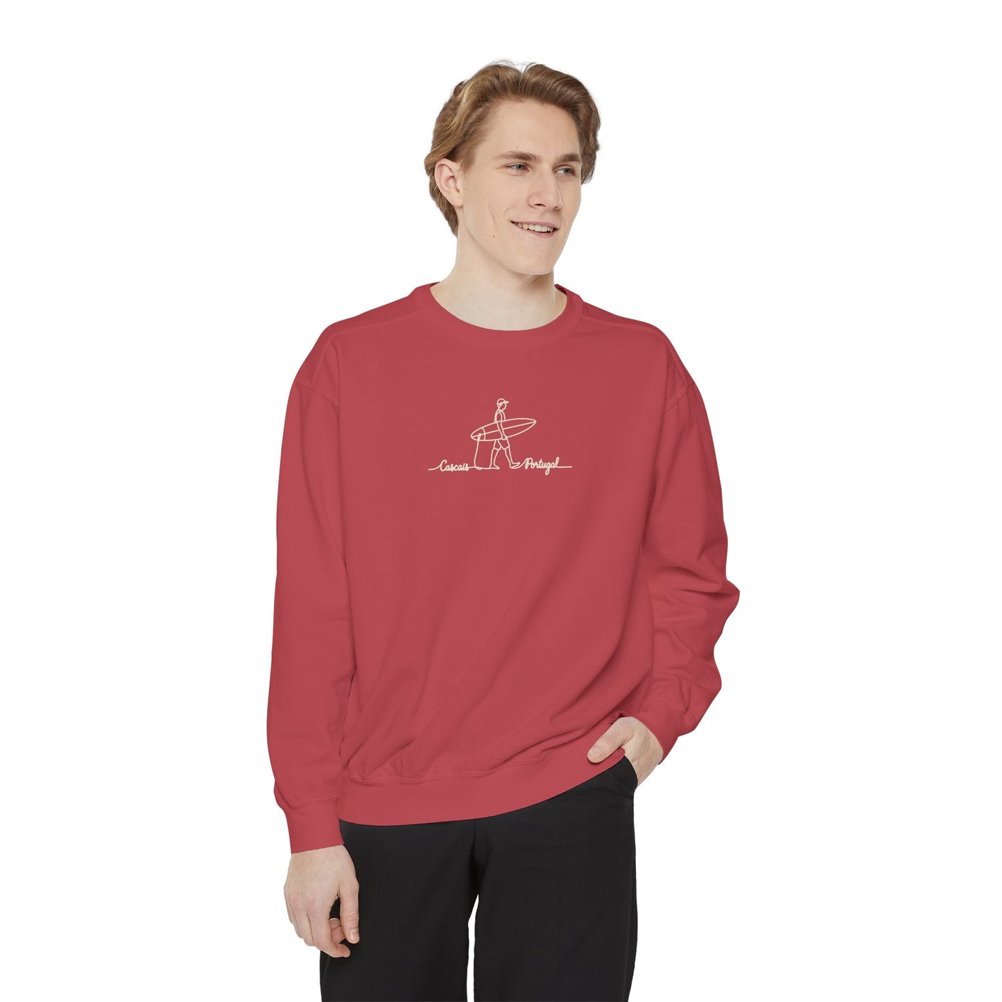Surfing One Line Design Crewneck Sweatshirt - Comfort Colors