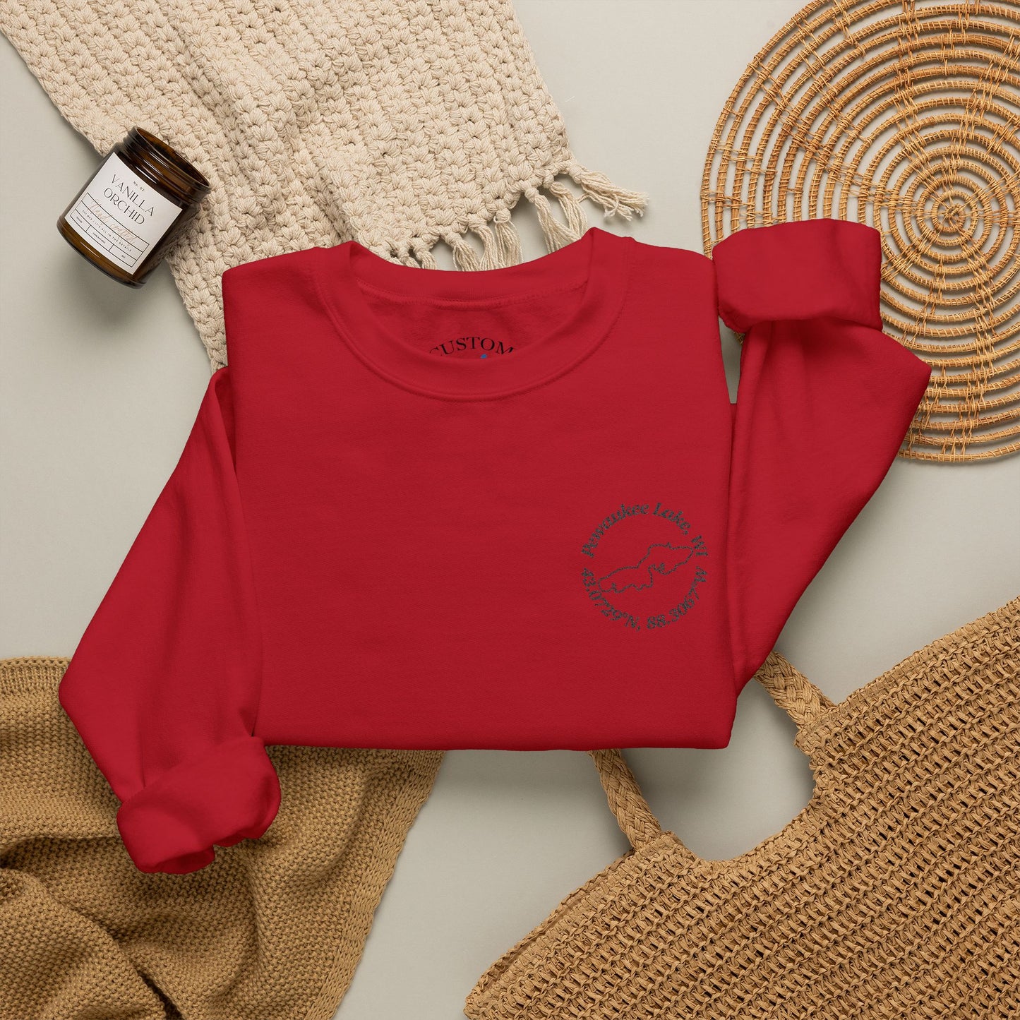 Pewaukee Lake Embroidered Crewneck Sweatshirt - Gildan