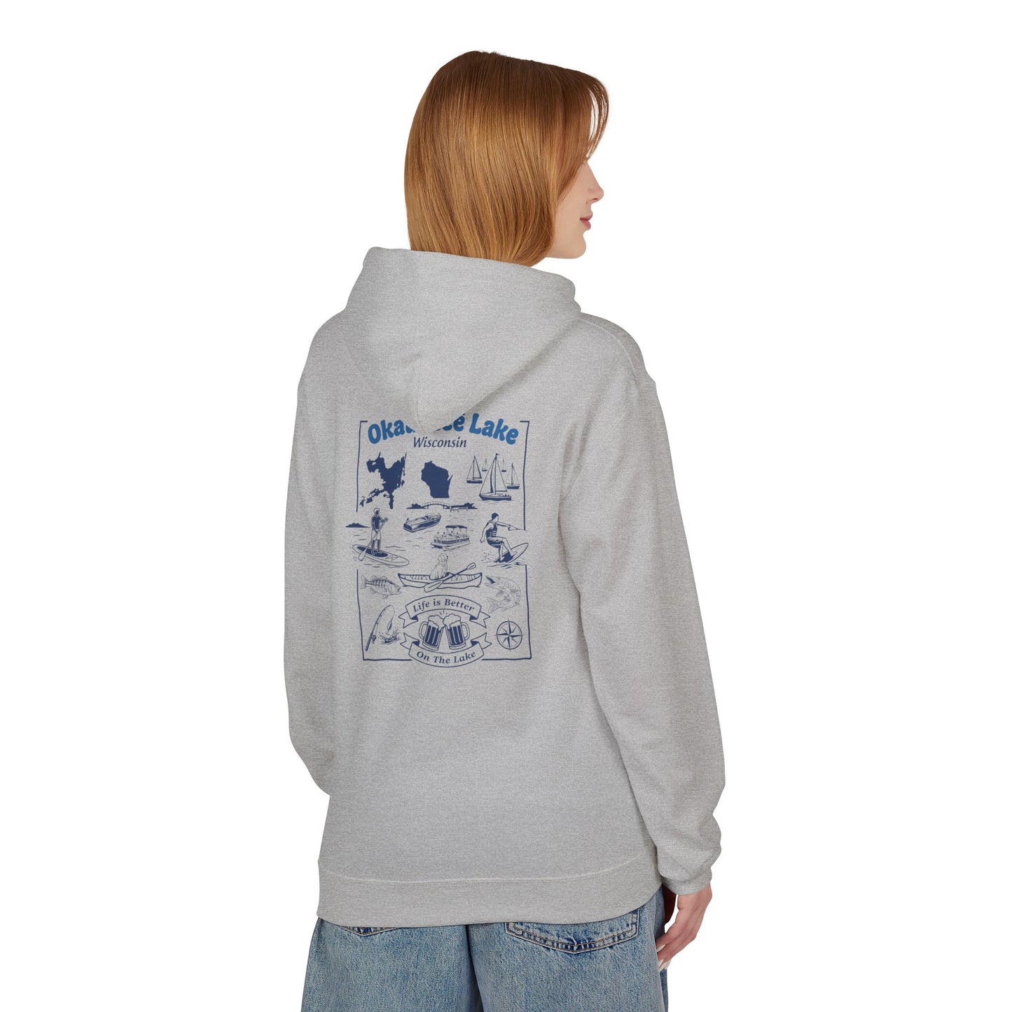 Okauchee Lake Midweight Travel Hoodie -  BD Style #1 (Icons)