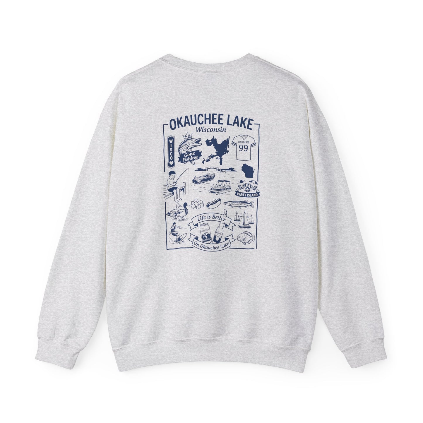 Okauchee Lake "Icons Style" - Gildan Crewneck Sweatshirt