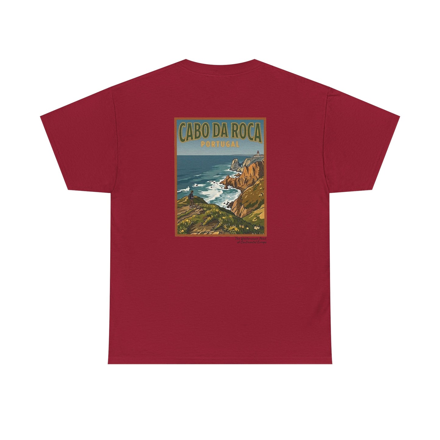 Cabo do Roca with coordinates - 4 panel front - Unisex Heavy Cotton Tee