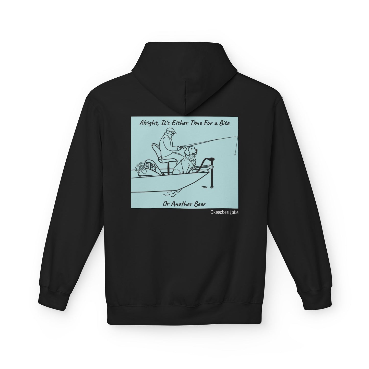 Bite or Beer Fishing, Golden retriever Kayak Dog Midweight Travel Hoodie - Softstyle Gildan