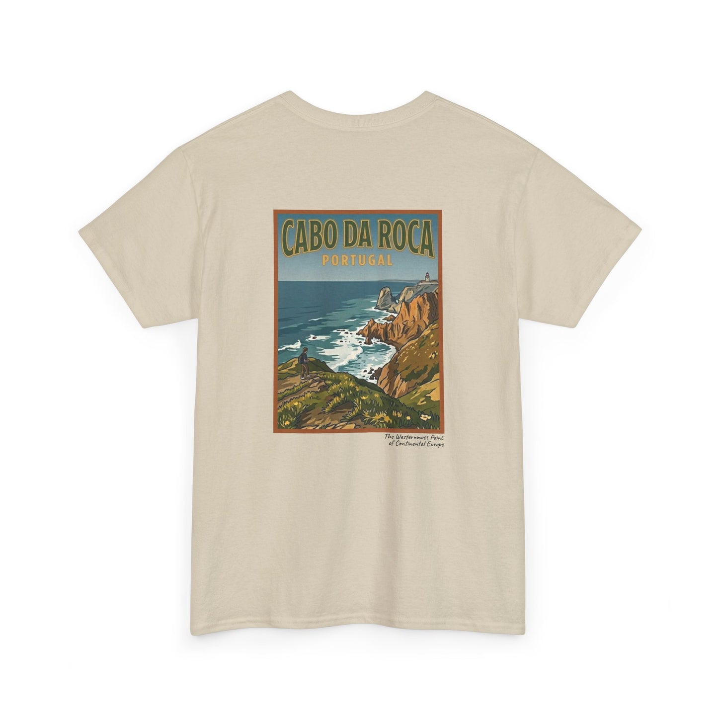 Cabo do Roca with coordinates - 4 panel front - Unisex Heavy Cotton Tee