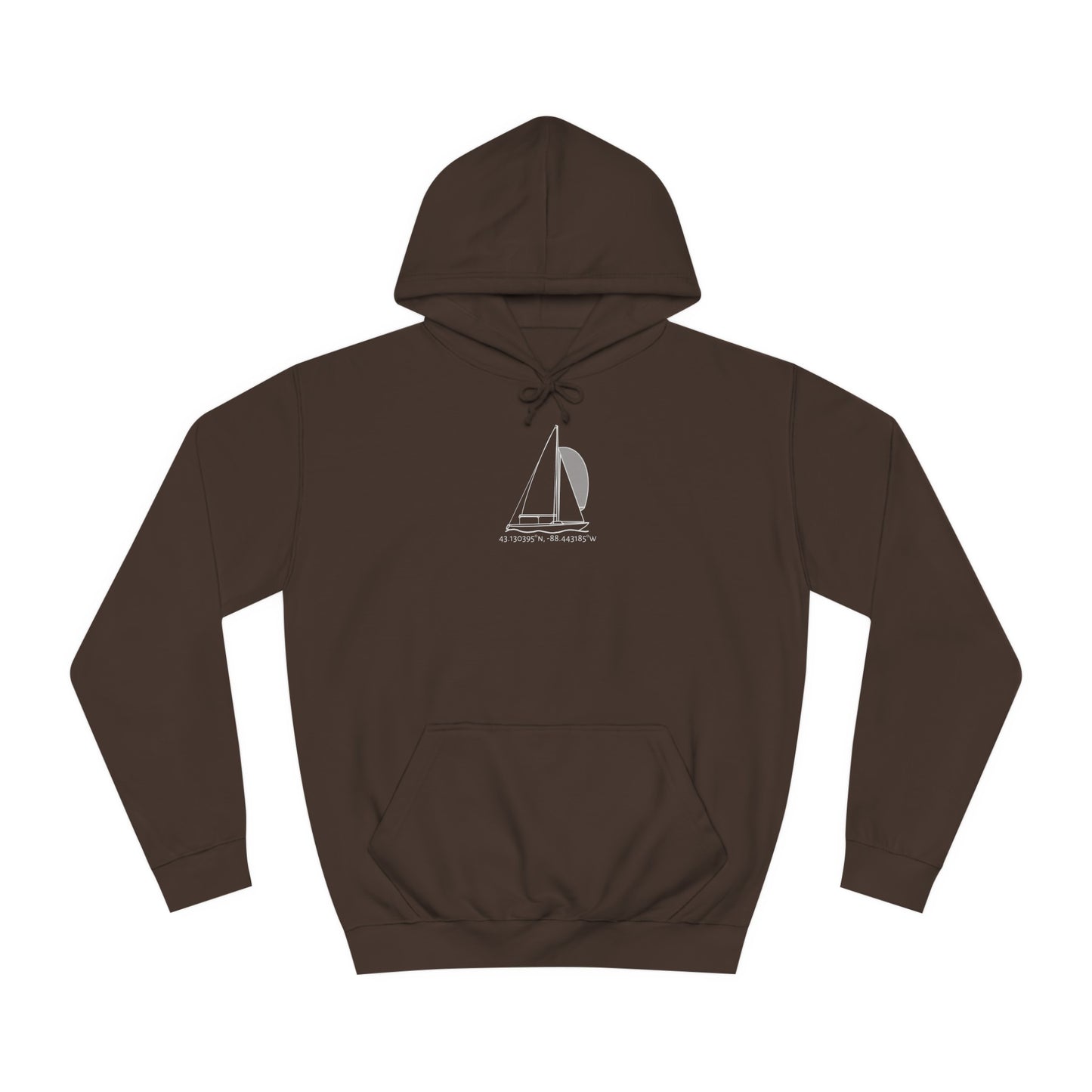 Sailboat Yngling model Okauchee Lake Coordinates - Medium Weight Hoodie