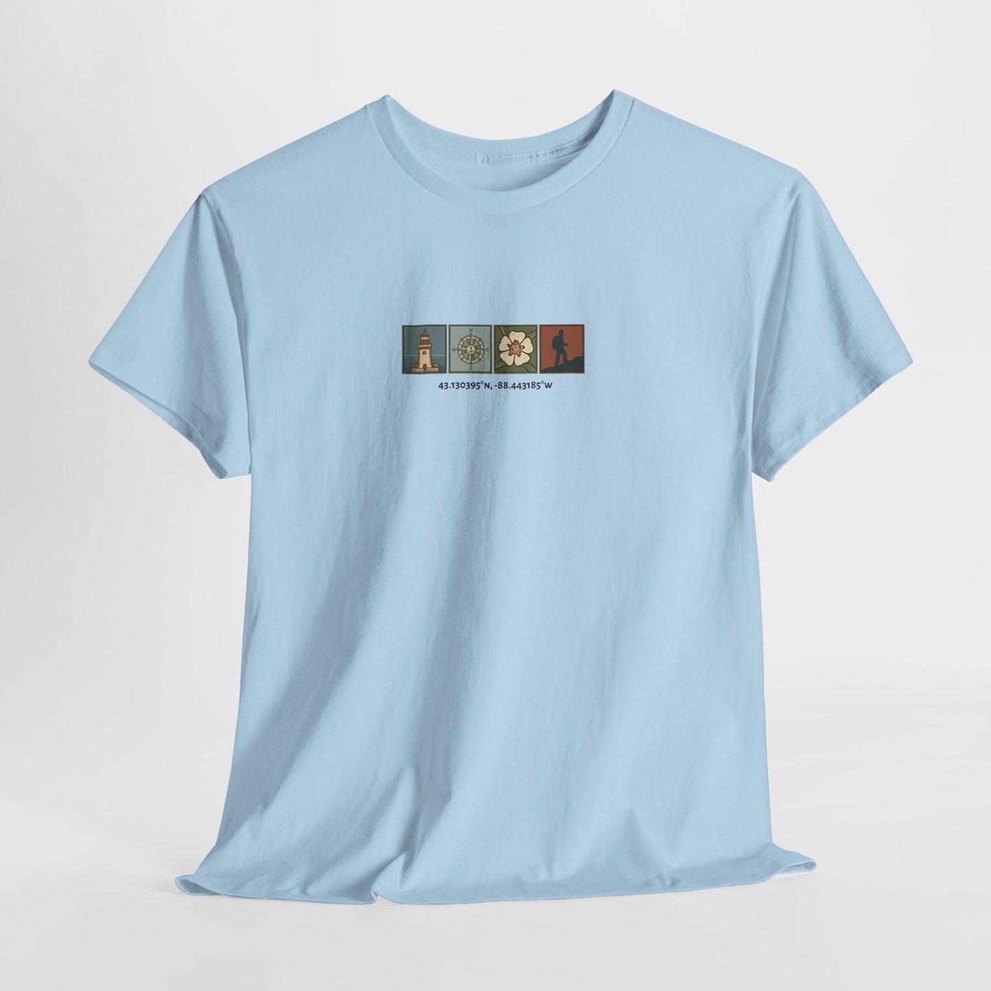 Cabo do Roca with coordinates - 4 panel front - Unisex Heavy Cotton Tee