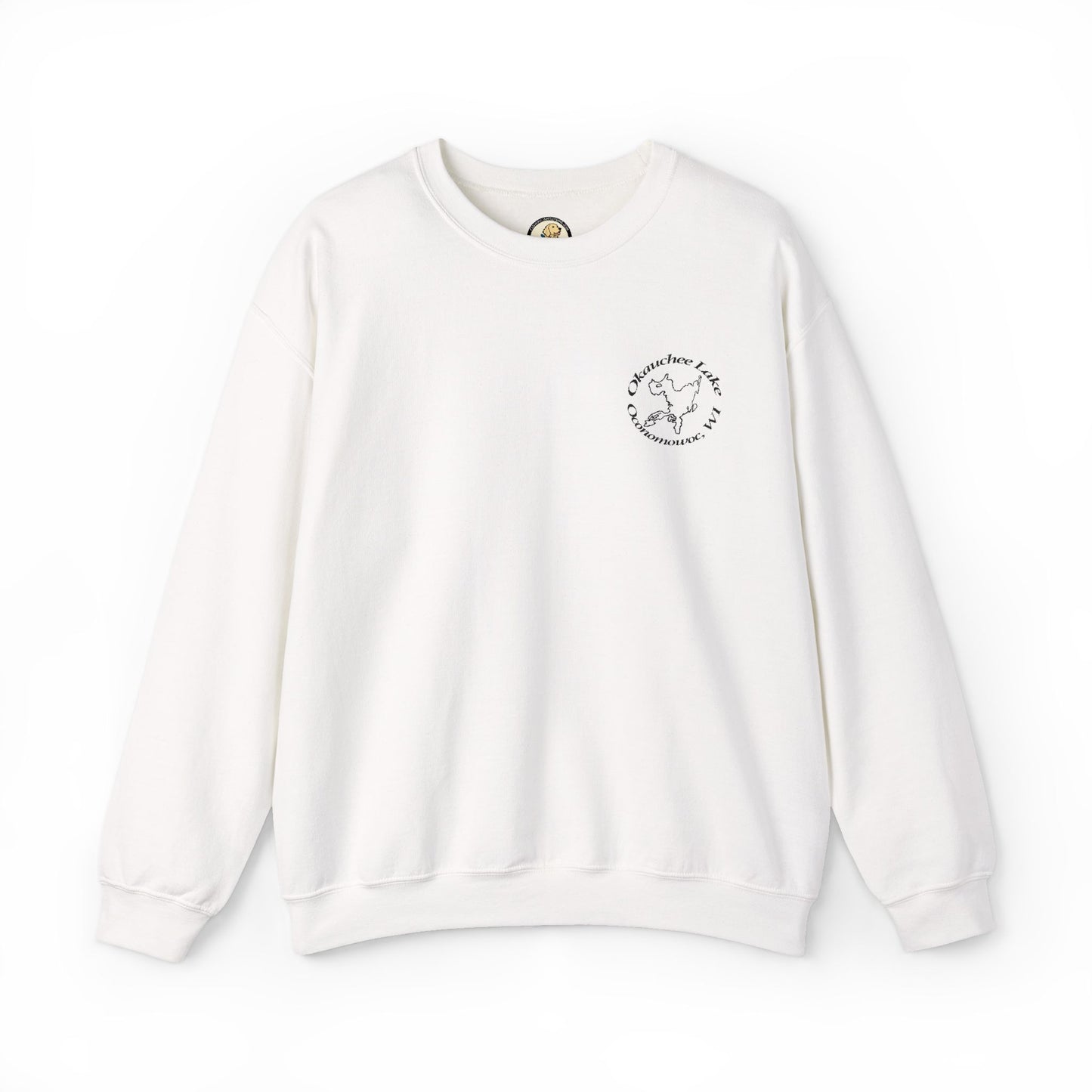 Okauchee Lake Embroidered Circle Text Oconomowoc WIUnisex Heavy Blend™ Crewneck Sweatshirt