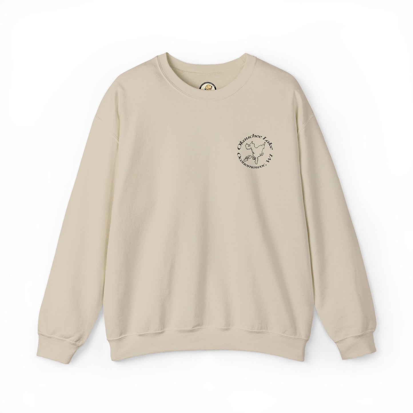 Okauchee Lake Embroidered Circle Text Oconomowoc WIUnisex Heavy Blend™ Crewneck Sweatshirt