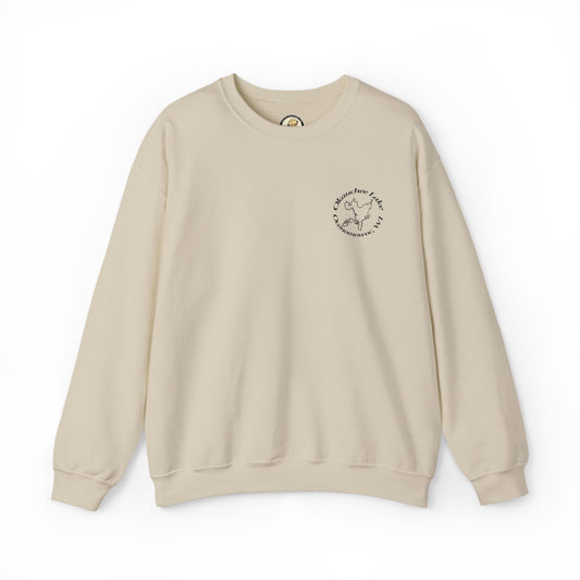 Okauchee Lake Embroidered Circle Text Oconomowoc WIUnisex Heavy Blend™ Crewneck Sweatshirt