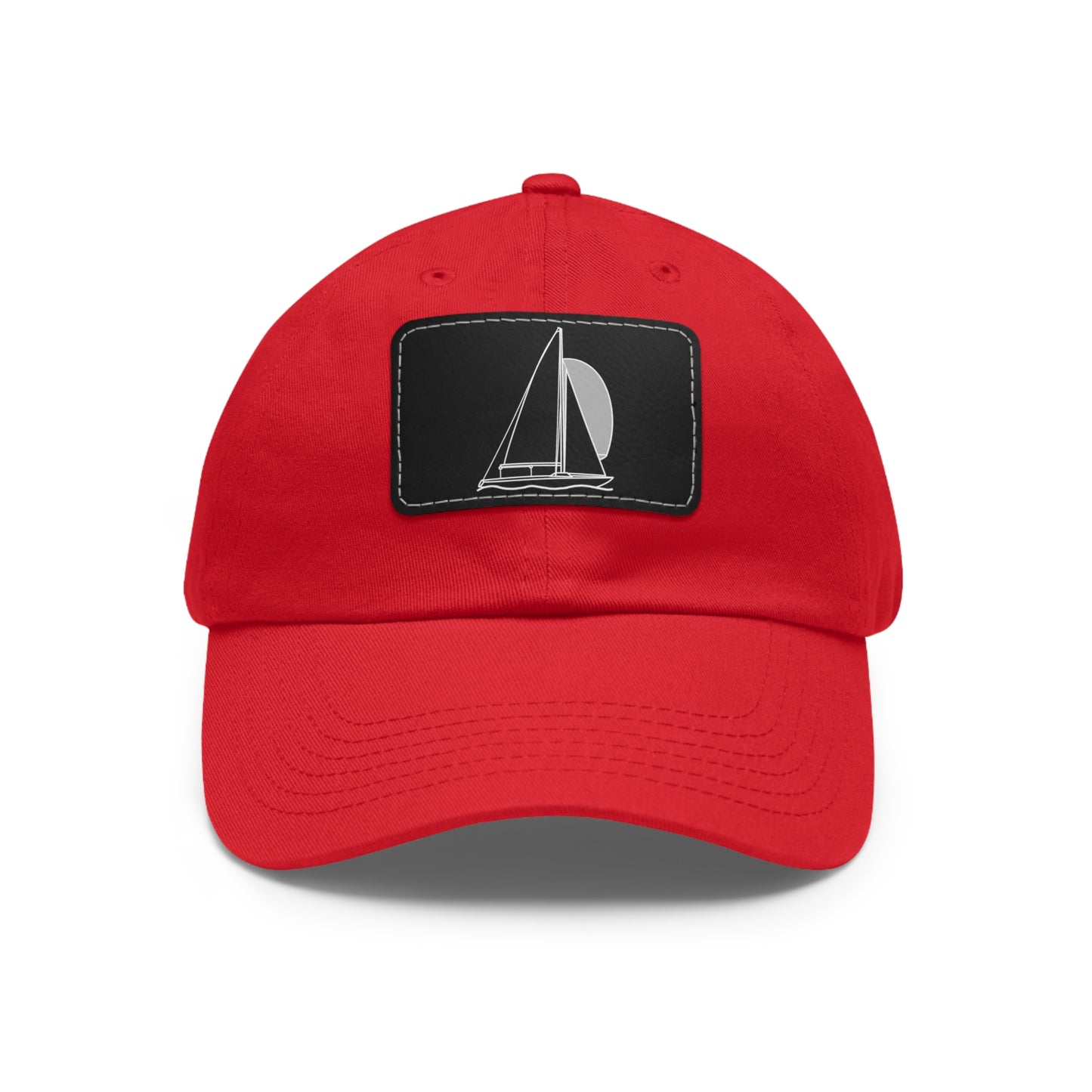 Sailboats Yngling Style Single Mast - Hat with Leather Patch (rectangle)