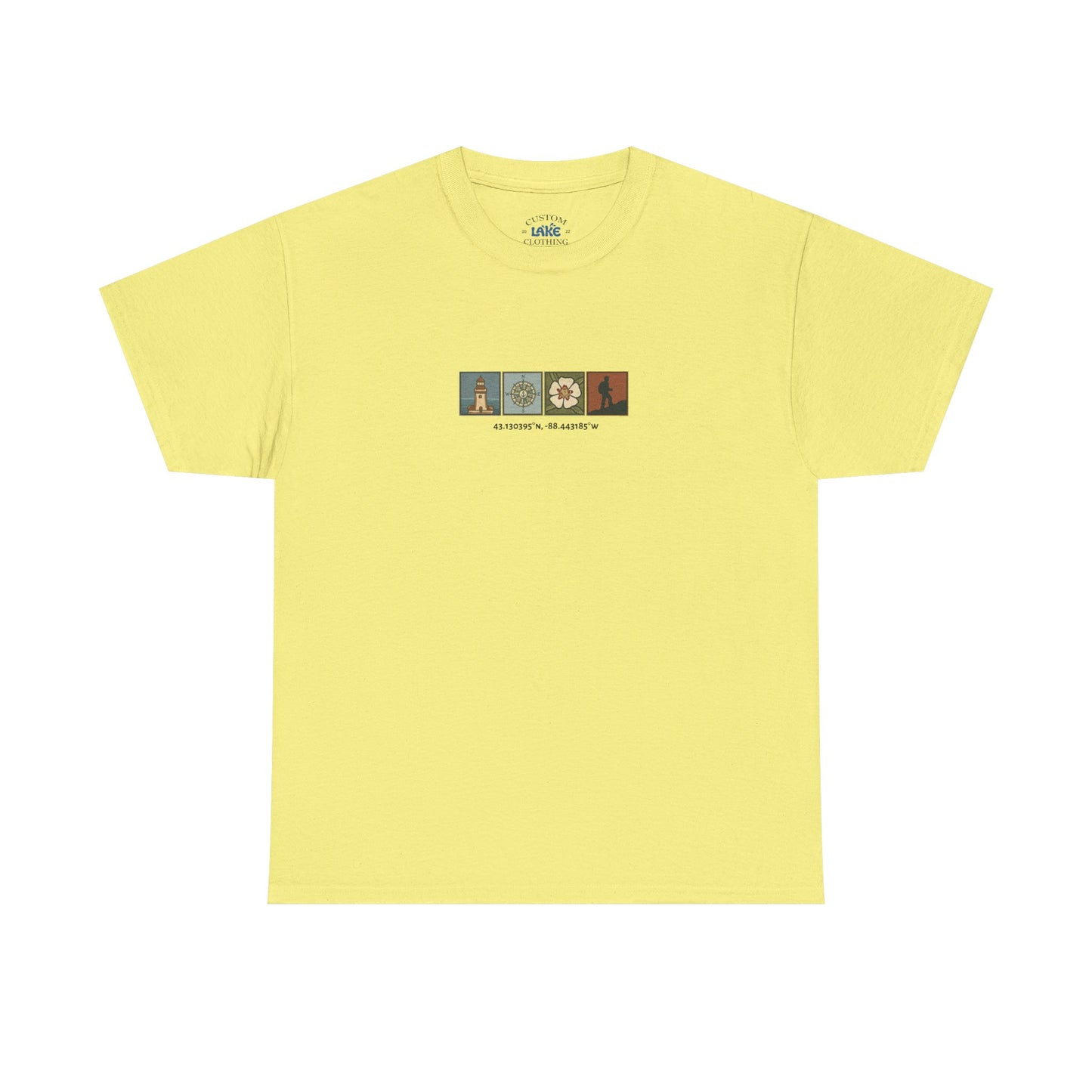 Cabo do Roca with coordinates - 4 panel front - Unisex Heavy Cotton Tee