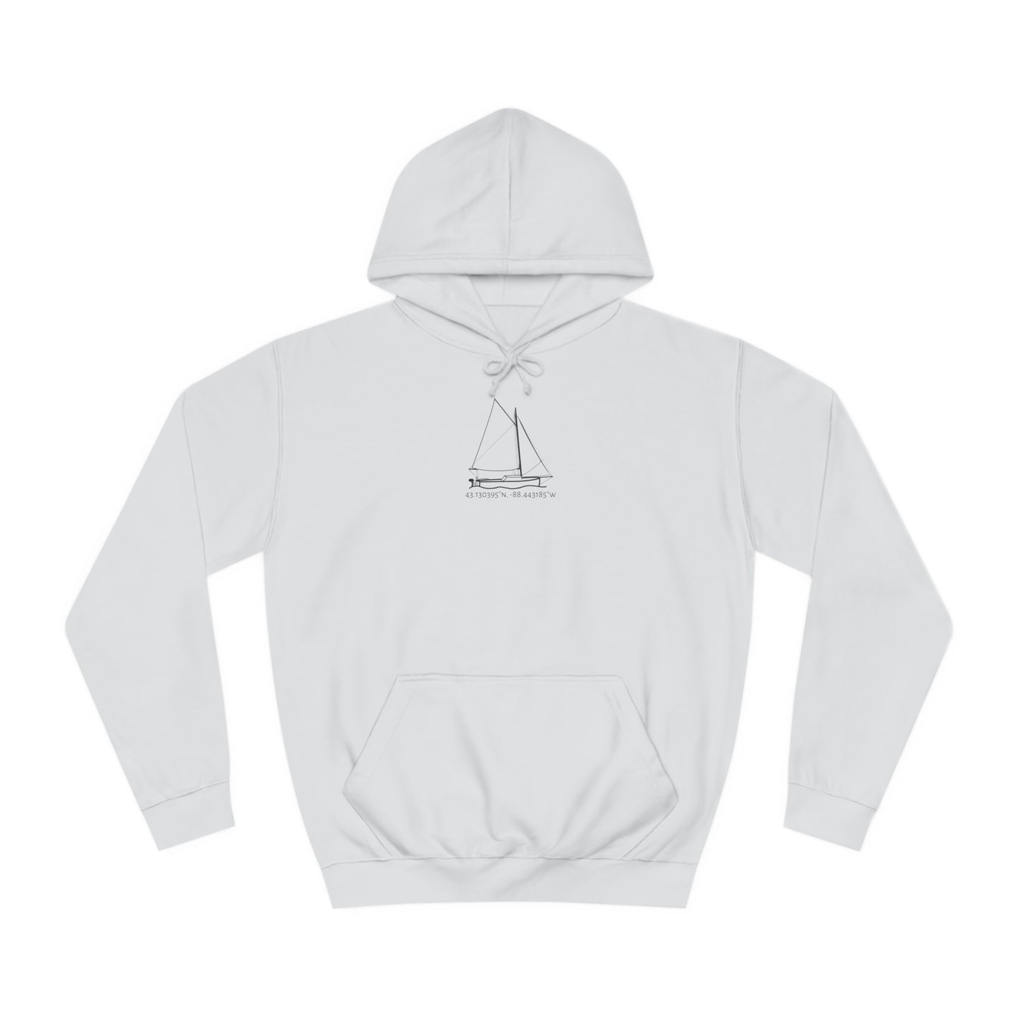 Sailboat With Motor Okauchee Lake Coordinates - Medium Weight Hoodie