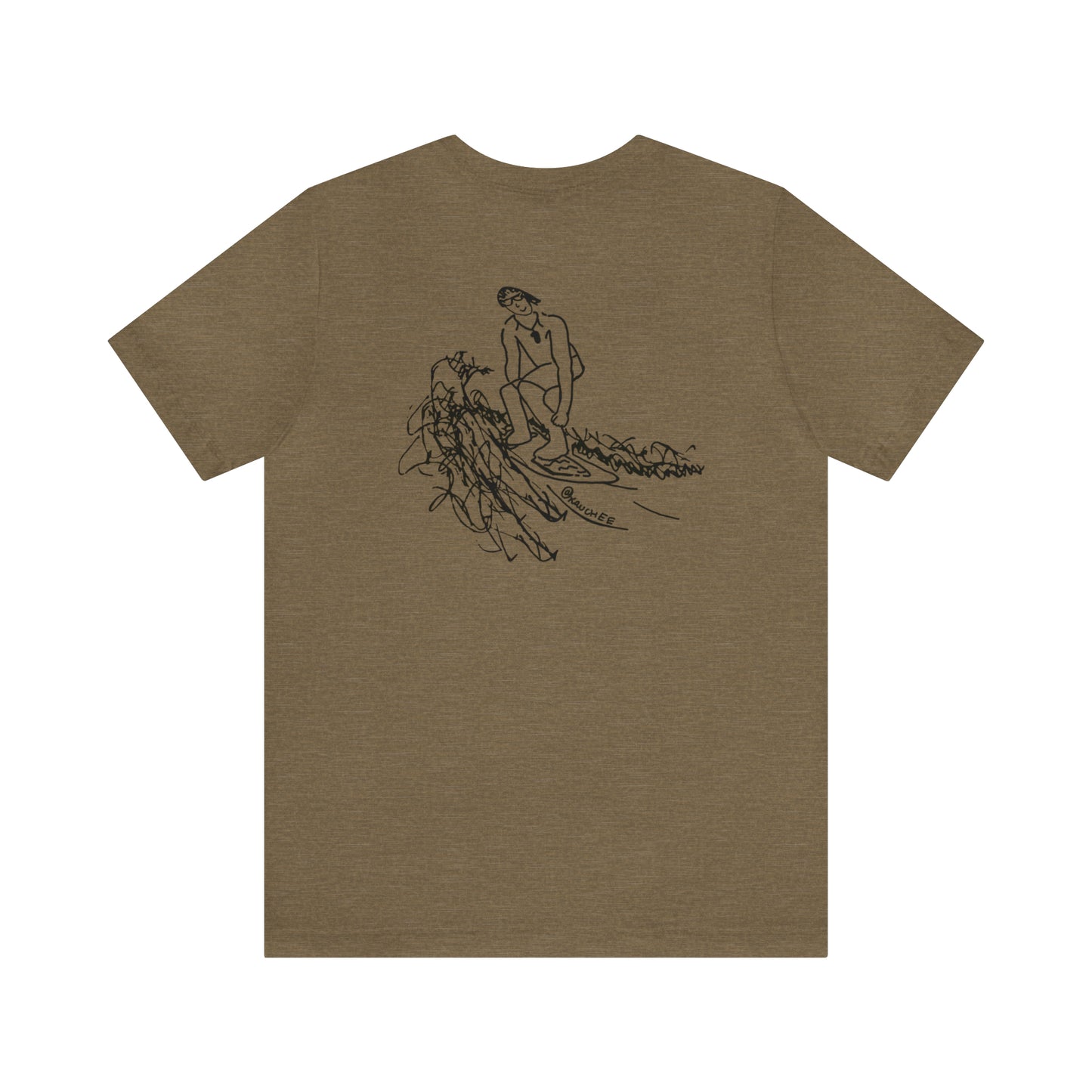 Okauchee Lake, Surfing Sketch - Unisex Lightweight Short Sleeve Tee