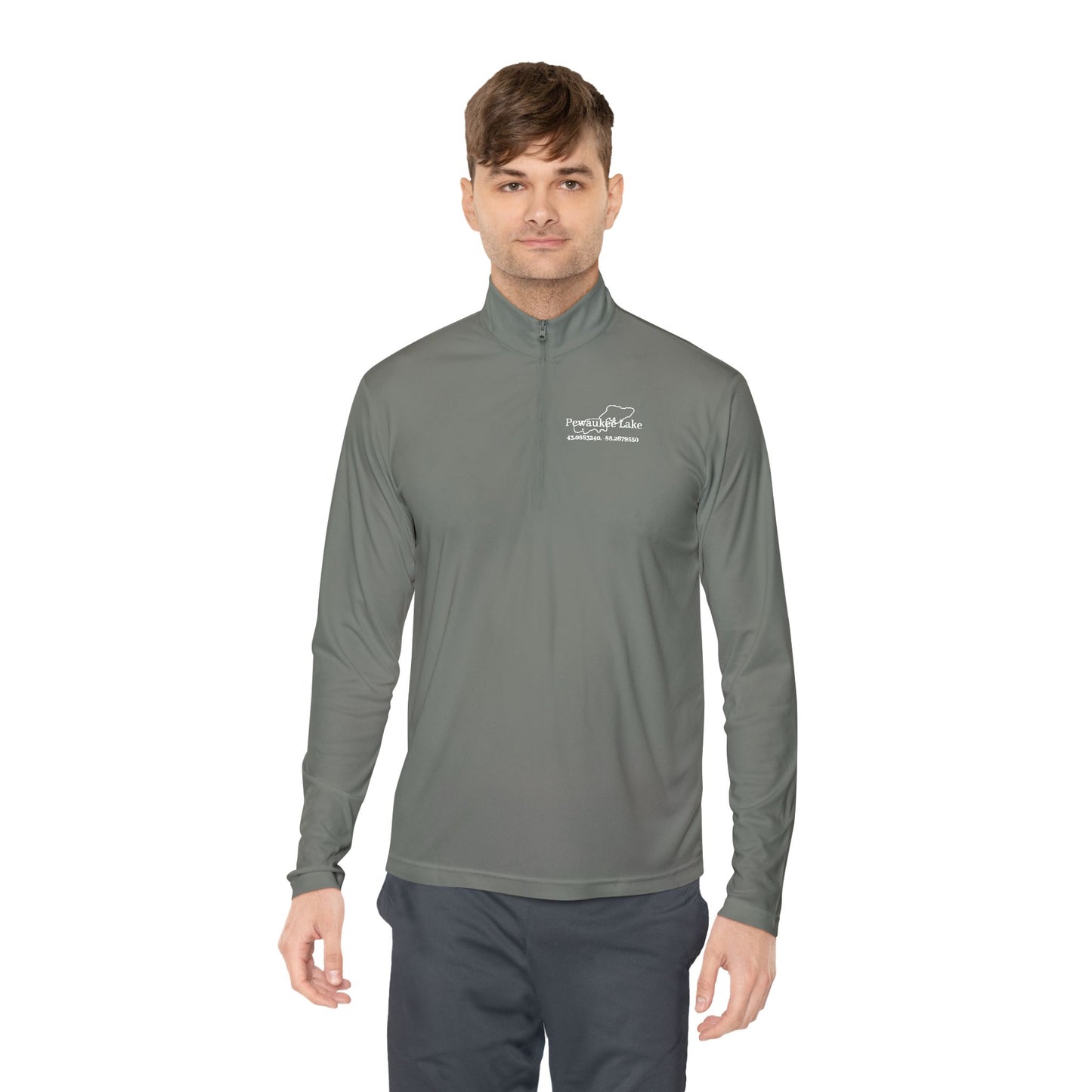 Pewaukee lake Name and CoordsUnisex Quarter-Zip Pullover