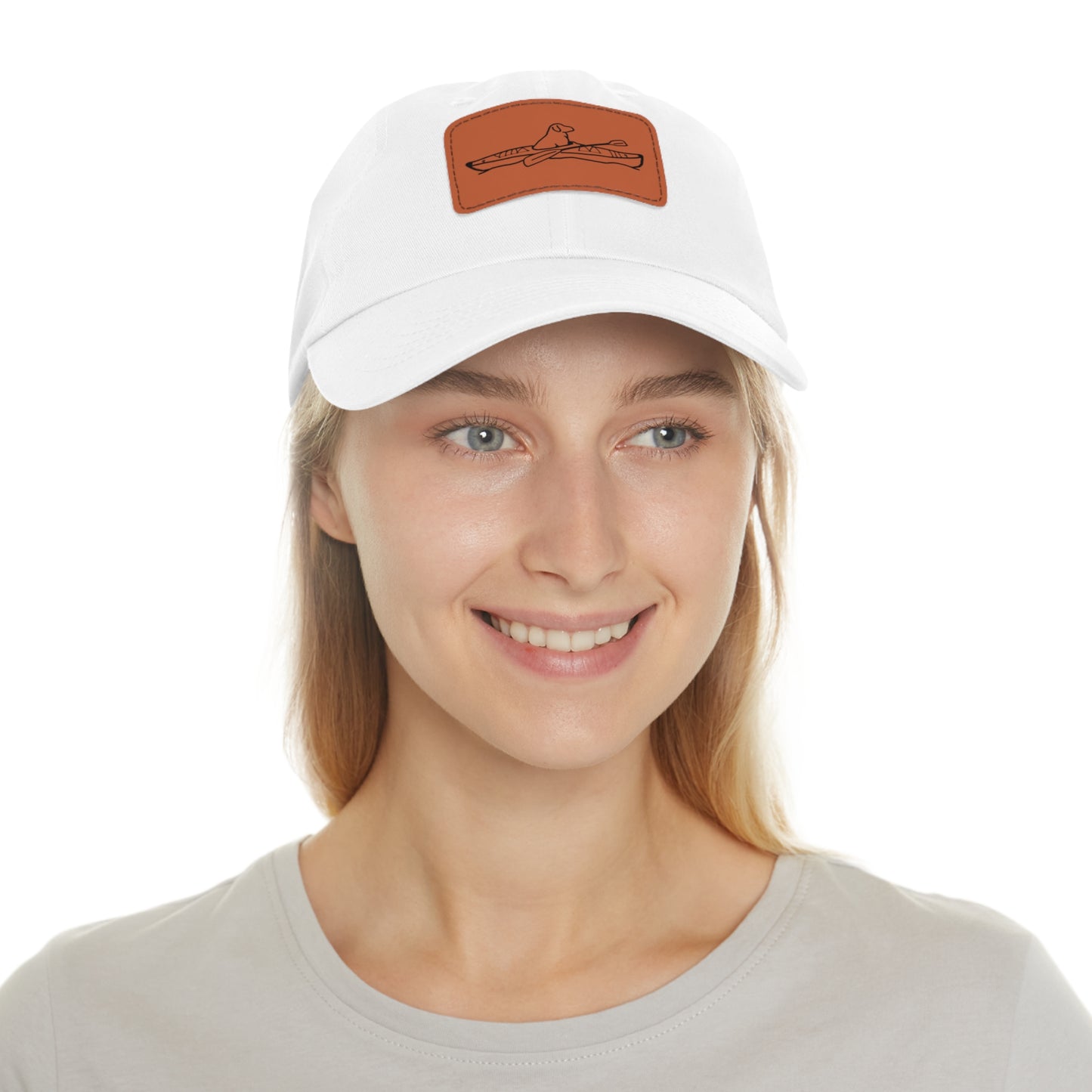 Kayak Dog Lab - Hat with Leather Patch (Rectangle)