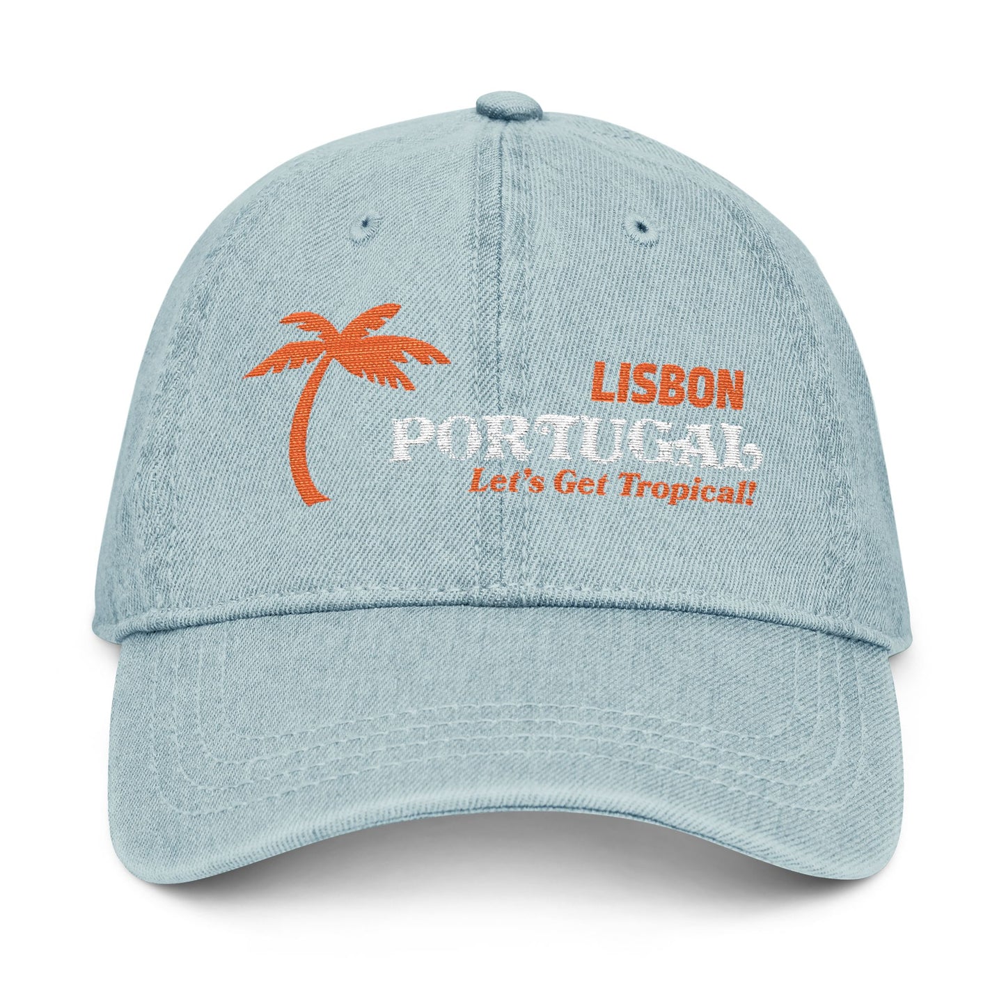 Tropical Embroidered Denim Hat, Vacation Accessory, Summer Style, Beachwear, Gift for Travelers, Casual Fashion