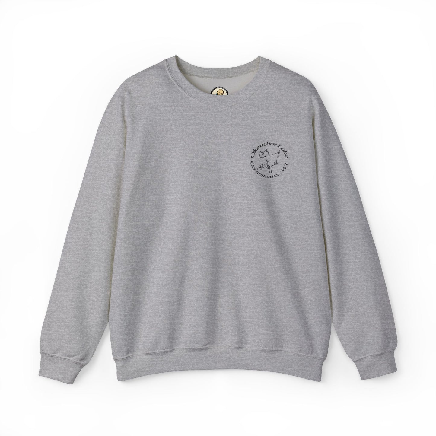 Okauchee Lake Embroidered Circle Text Oconomowoc WIUnisex Heavy Blend™ Crewneck Sweatshirt