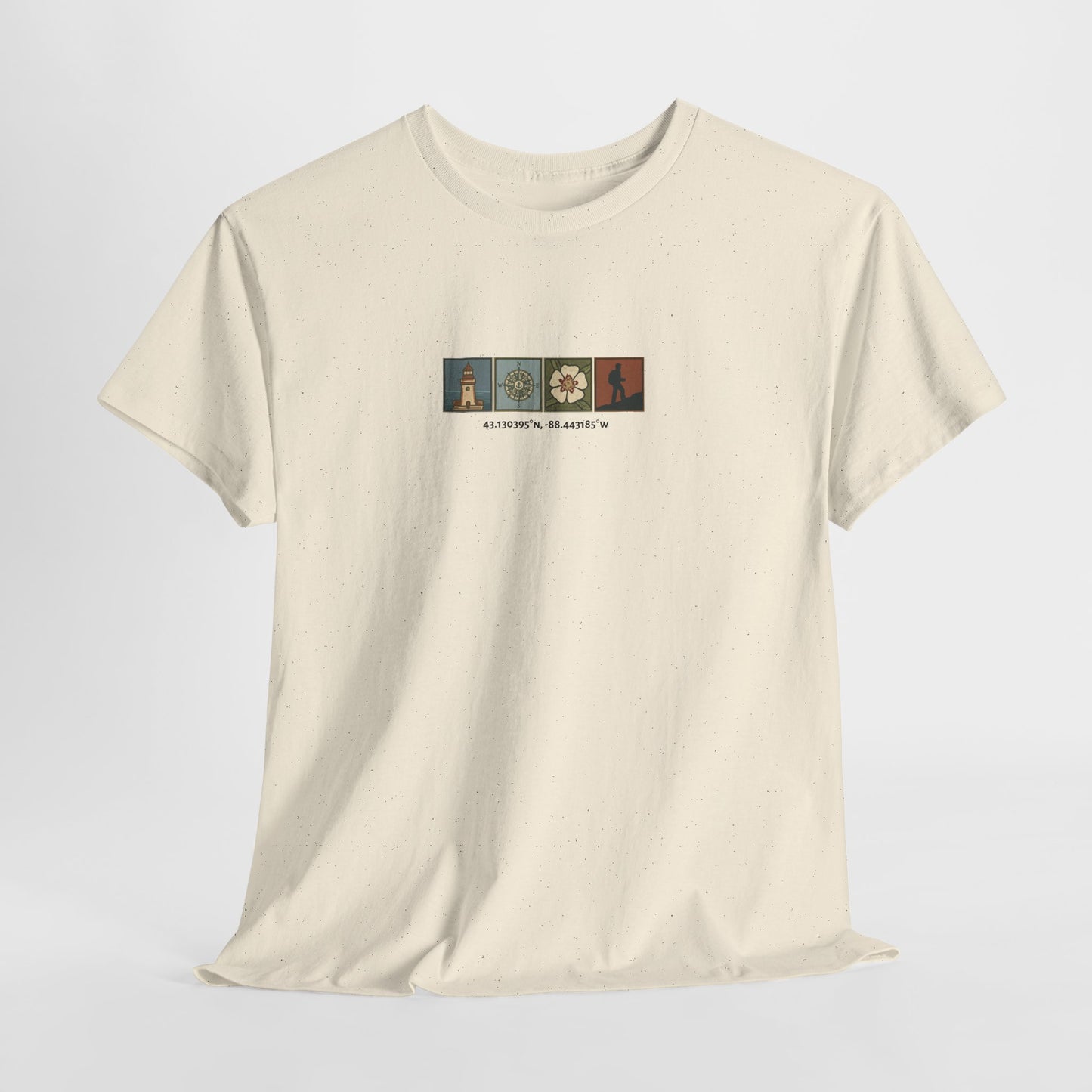 Cabo do Roca with coordinates - 4 panel front - Unisex Heavy Cotton Tee