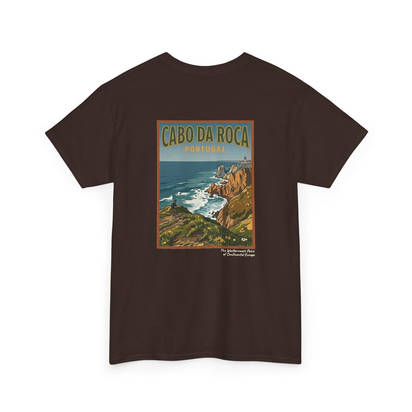 Cabo do Roca with coordinates - 4 panel front - Unisex Heavy Cotton Tee
