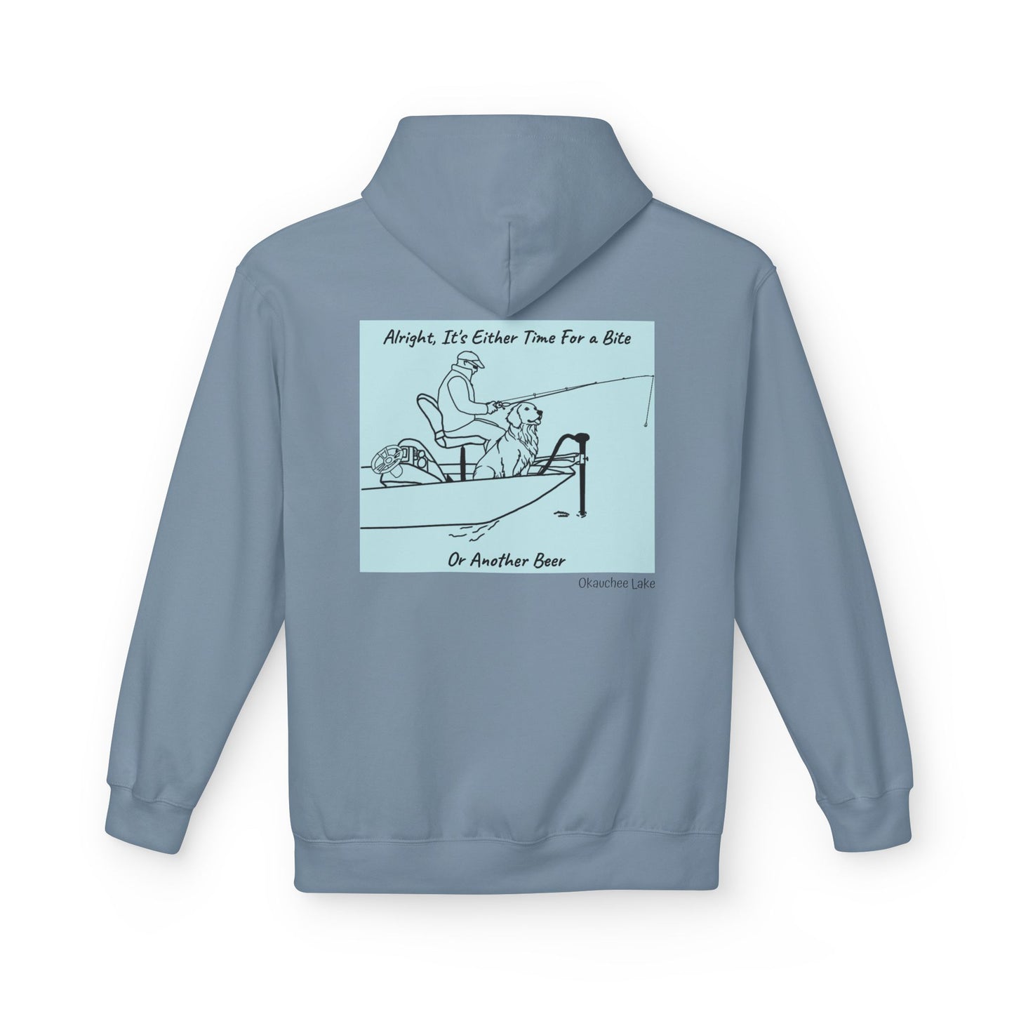 Bite or Beer Fishing, Golden retriever Kayak Dog Midweight Travel Hoodie - Softstyle Gildan