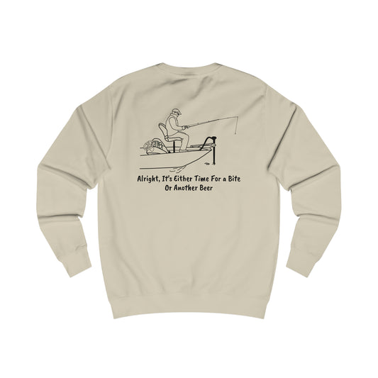 Manitowish Waters Trolling motor Fishing, Bite or Beer - Men's Crewneck