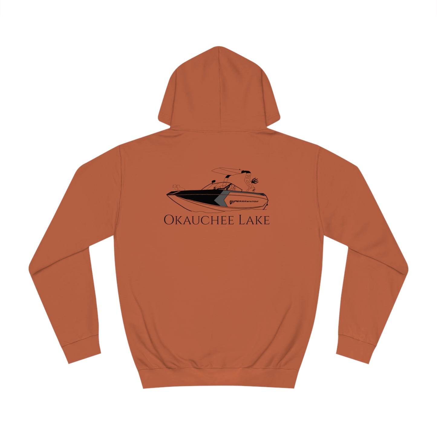 G21 Boat With Dogs Back - Okauchee Lake Unisex Hoodie Medium Weight