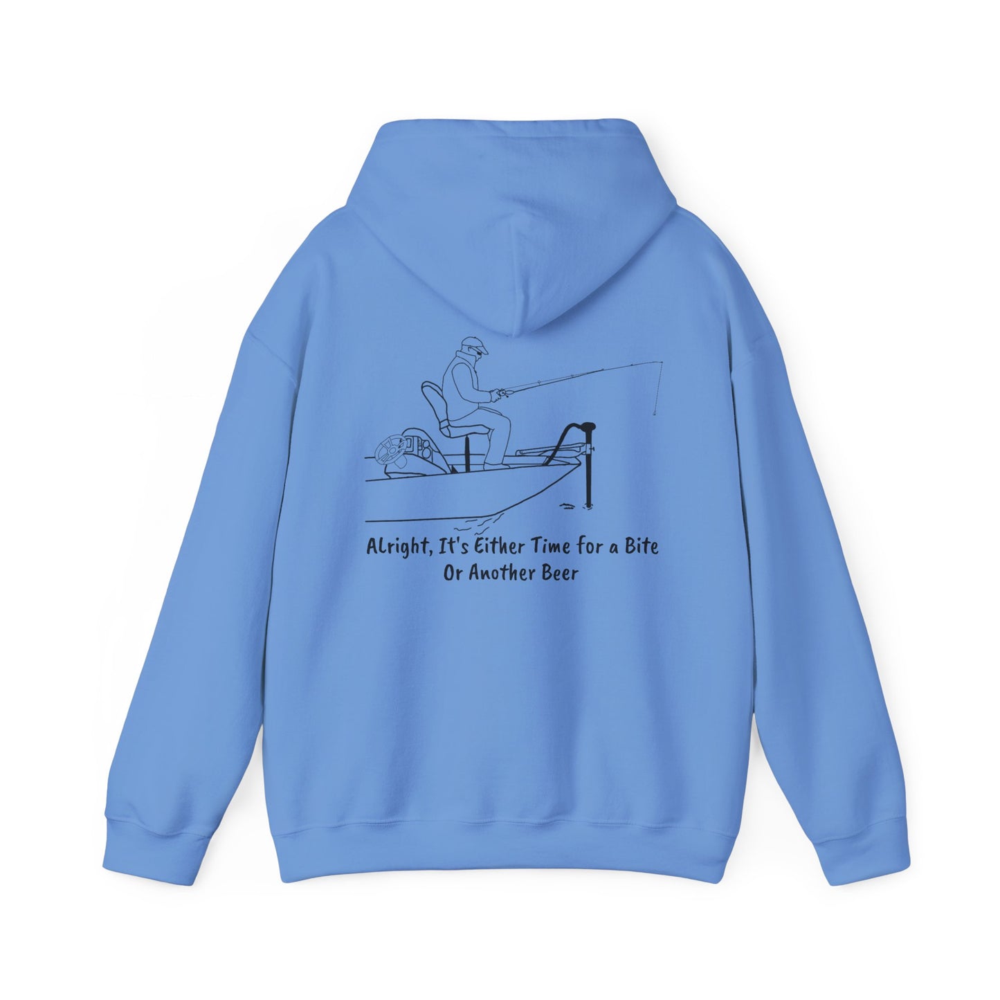 Trolling Motor Fishing, Bite or Beer - Okauchee Lake Unisex Heavy Blend Hooded Sweatshirt