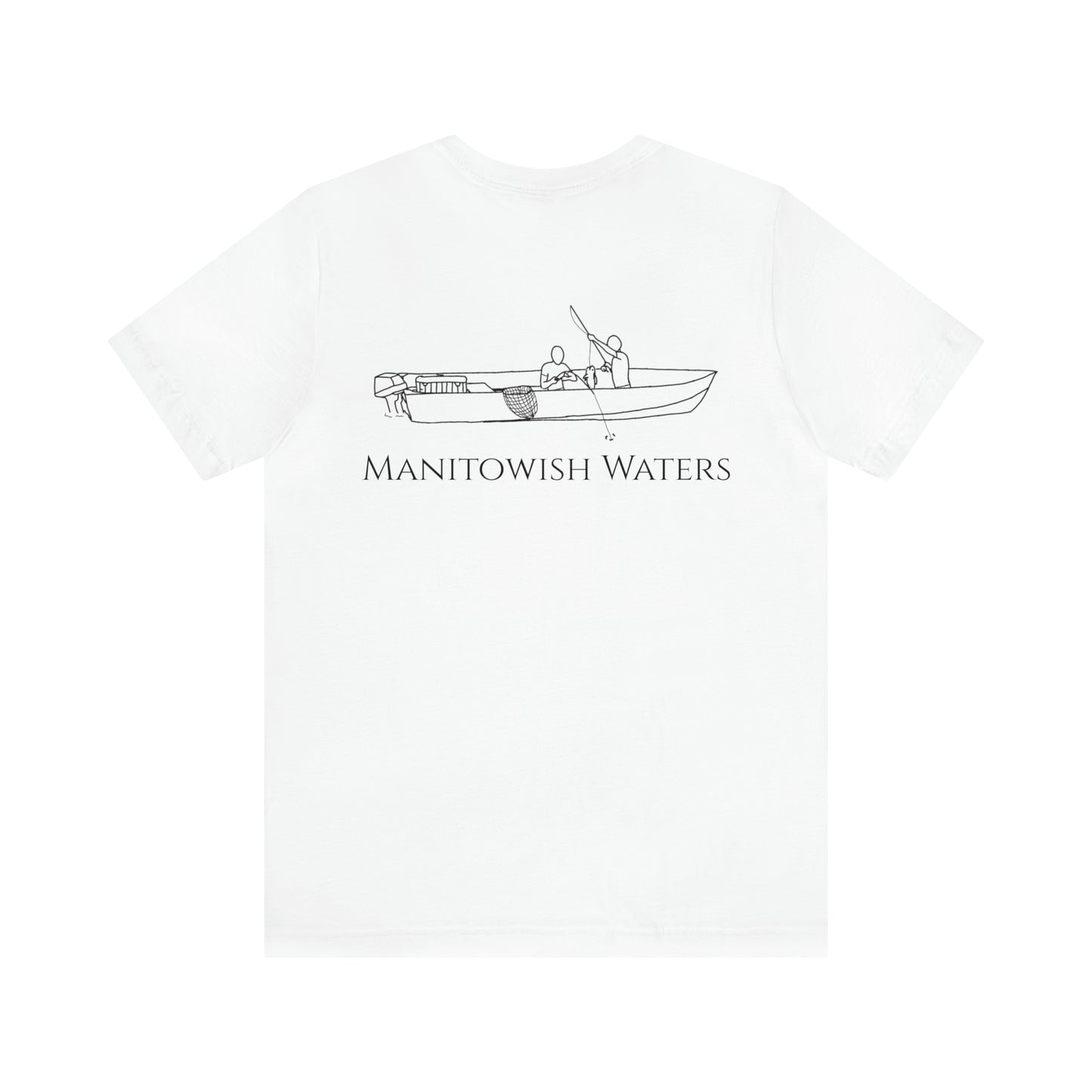 Boys Fishing off Boat - Manitowish Waters Unisex Lightweight Short Sleeve Tee