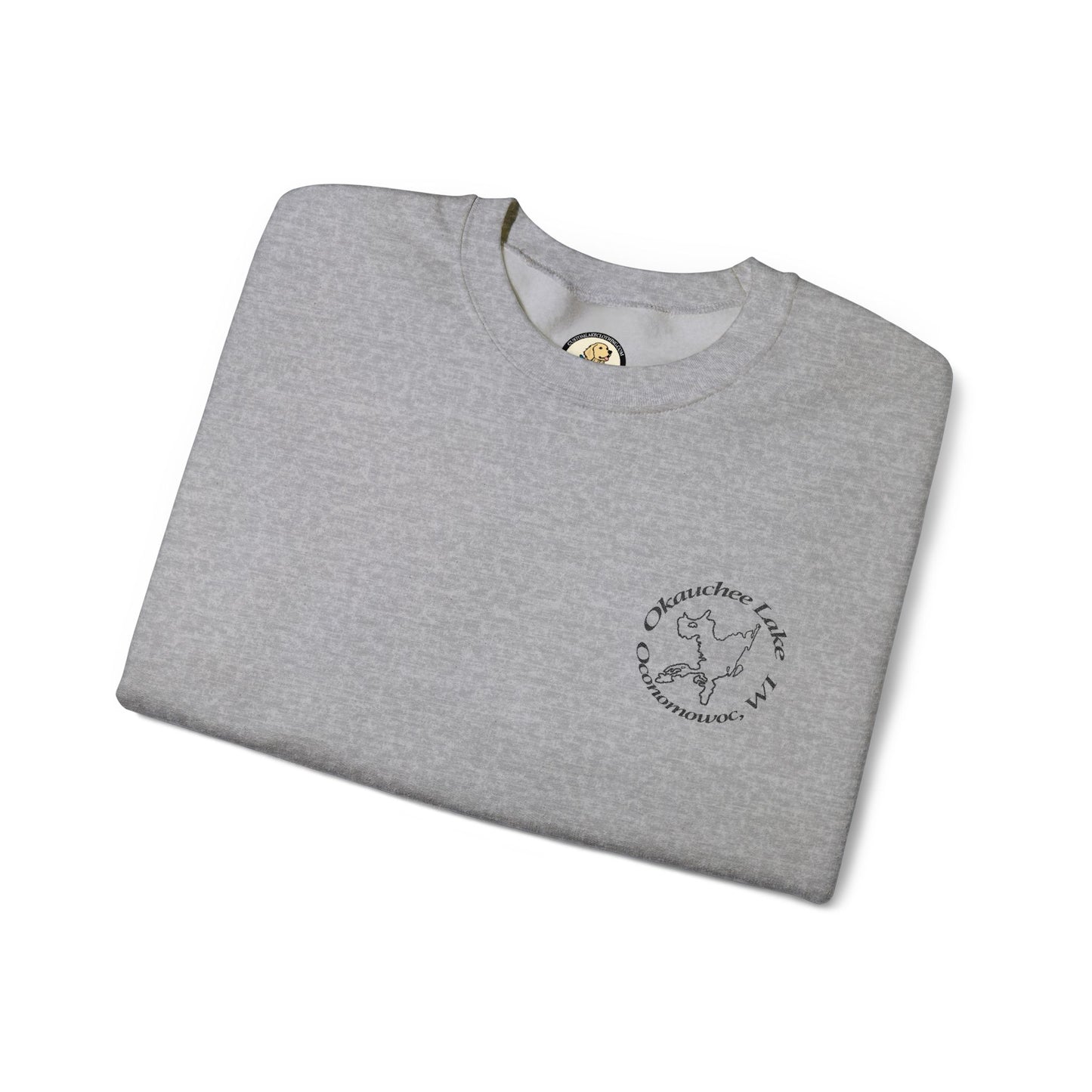 Okauchee Lake Embroidered Circle Text Oconomowoc WIUnisex Heavy Blend™ Crewneck Sweatshirt