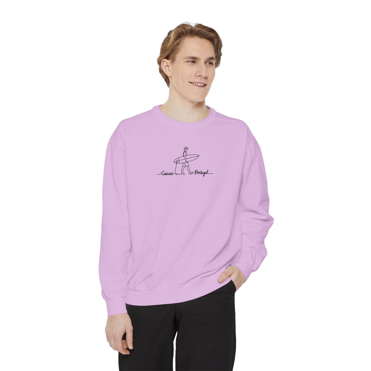 Surfing One Line Design Crewneck Sweatshirt - Comfort Colors