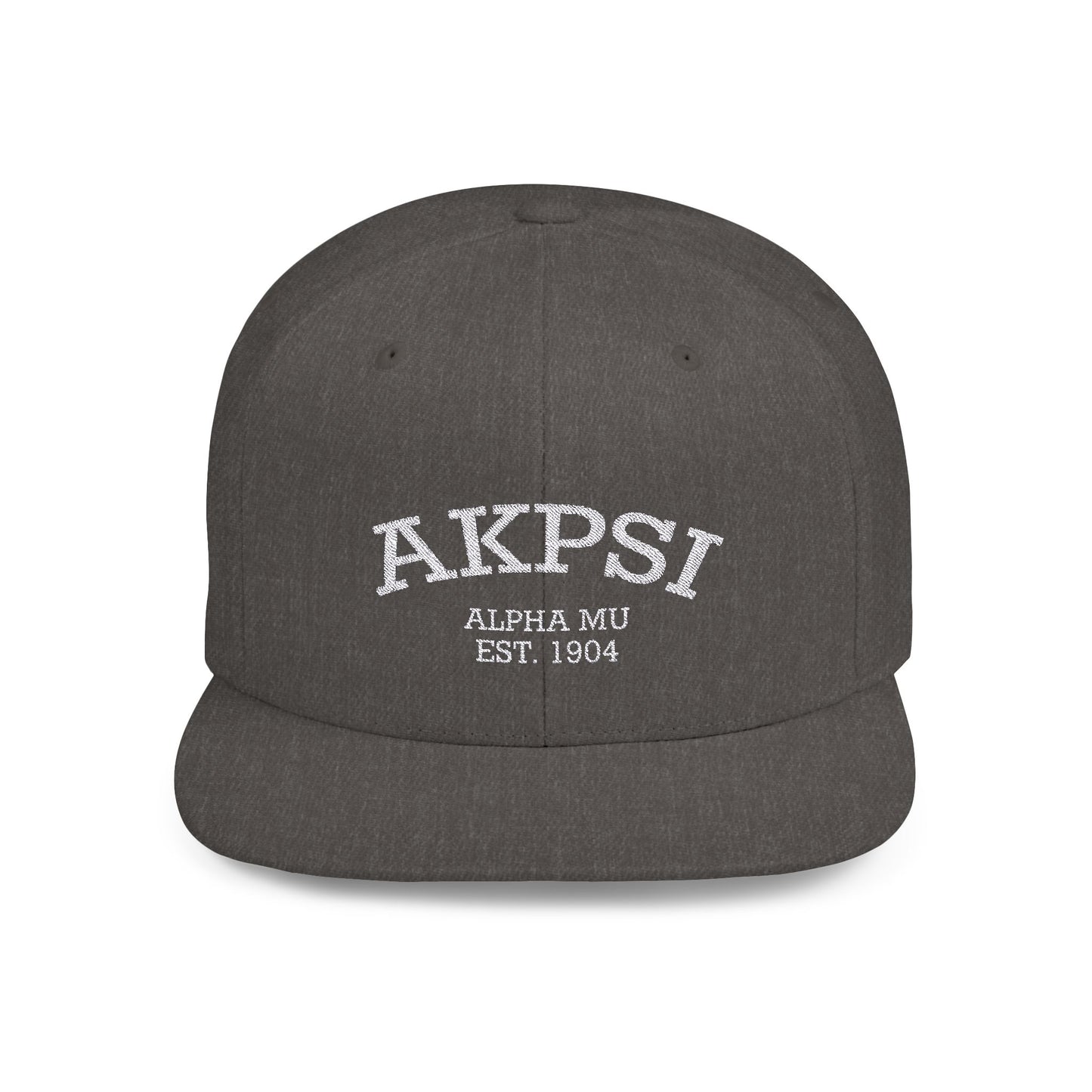 AKPsi Embroidered white text - Flat Bill Snapback