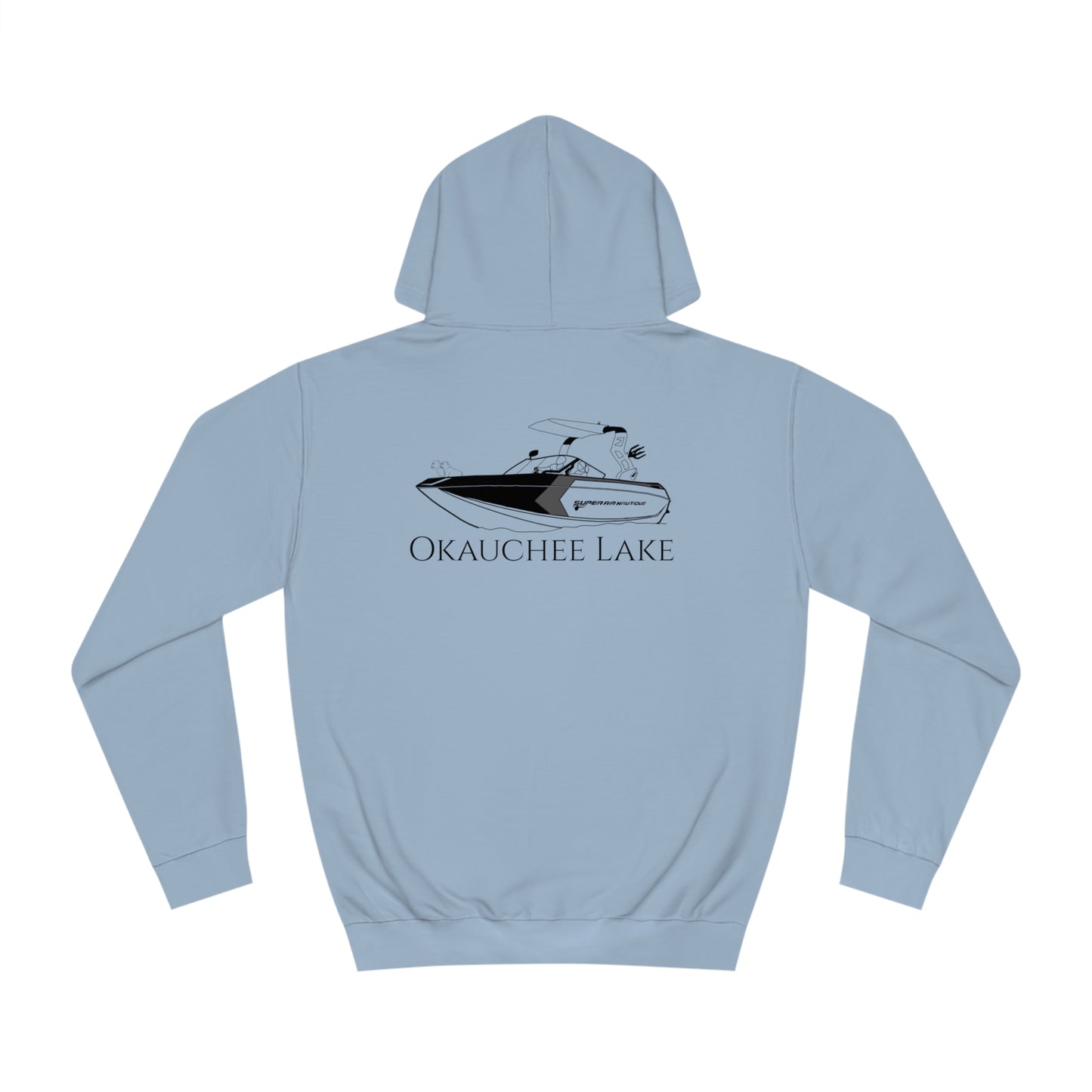 G21 Boat With Dogs Back - Okauchee Lake Unisex Hoodie Medium Weight