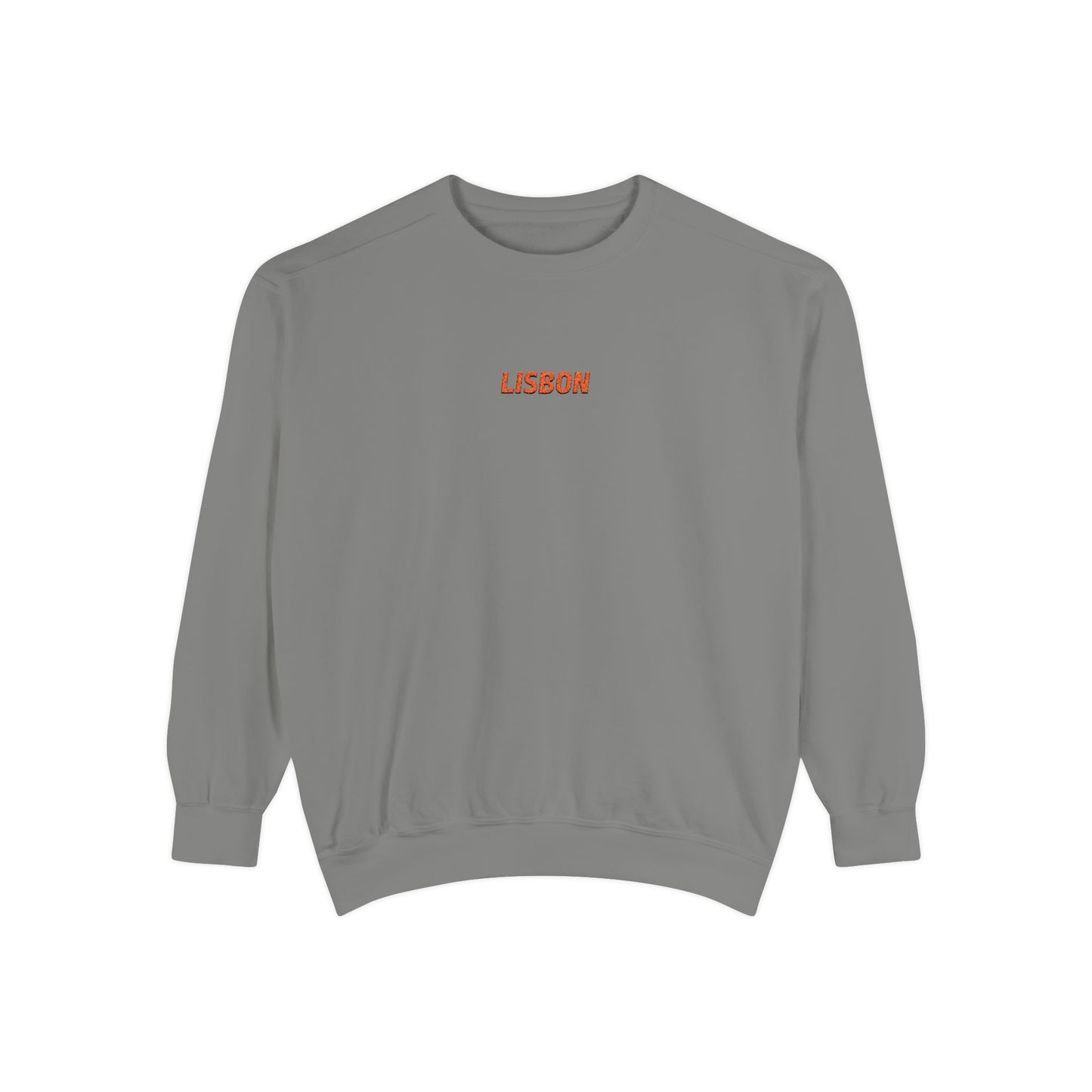 Lisbon Basic Text Unisex Embroidered Crewneck Sweatshirt - Comfort Colors