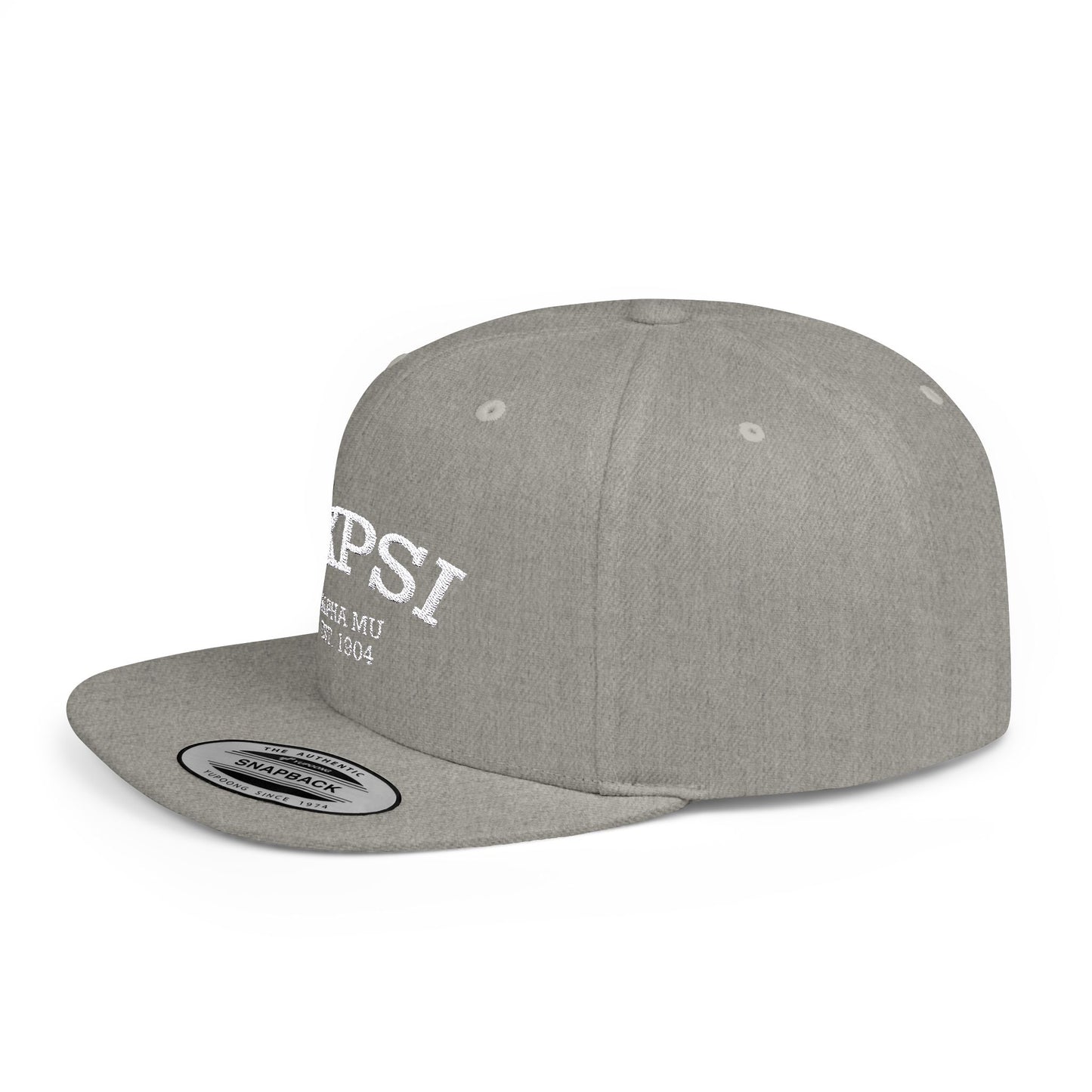 AKPsi Embroidered white text - Flat Bill Snapback