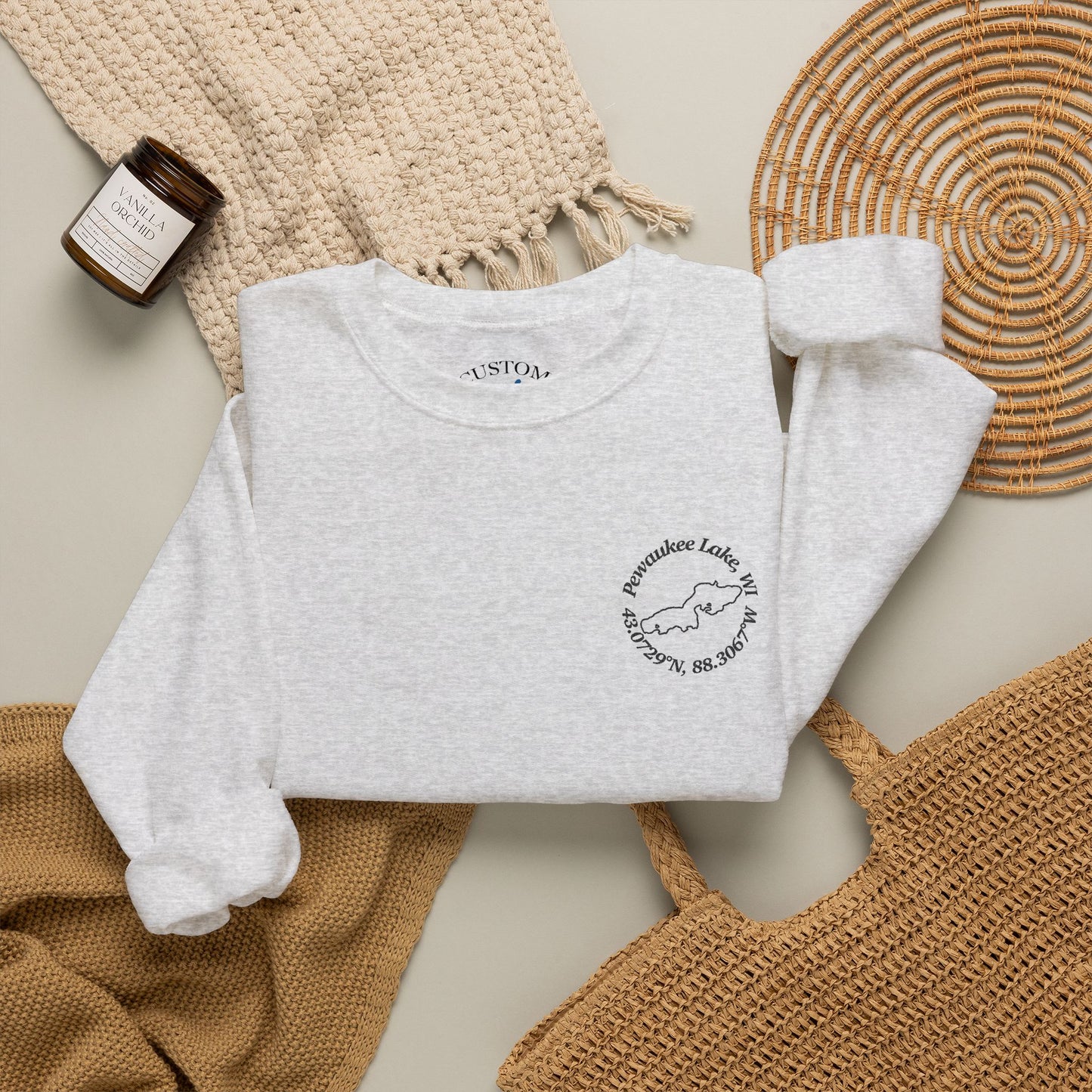 Pewaukee Lake Embroidered Crewneck Sweatshirt - Gildan