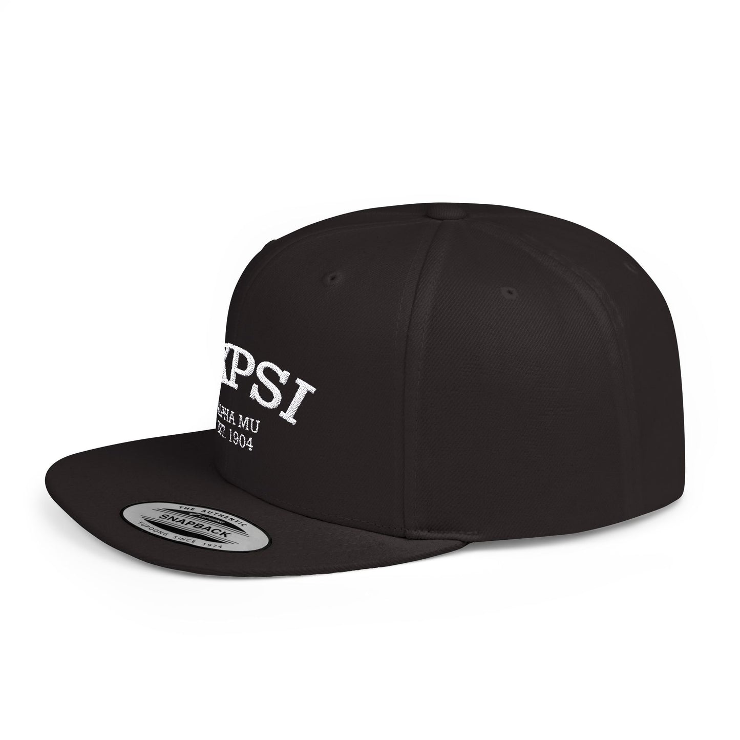 AKPsi Embroidered white text - Flat Bill Snapback