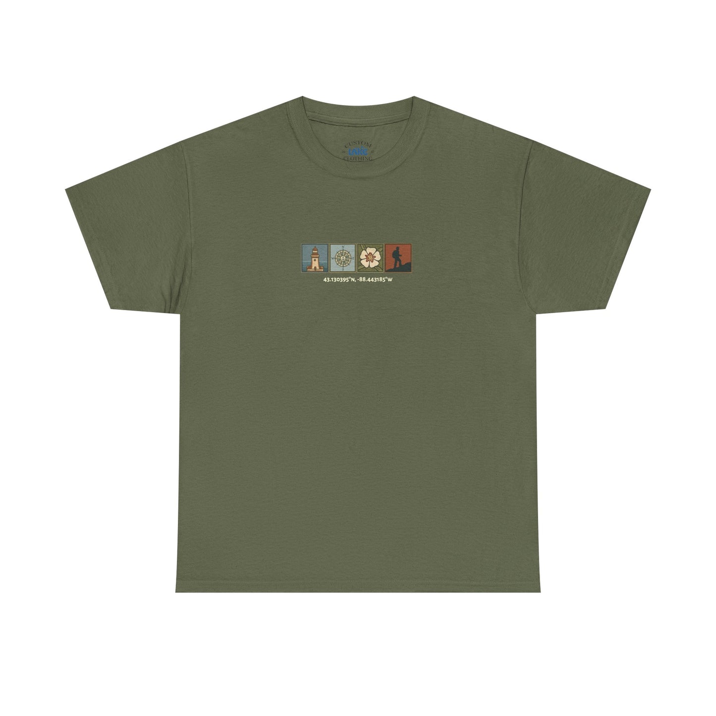Cabo do Roca with coordinates - 4 panel front - Unisex Heavy Cotton Tee
