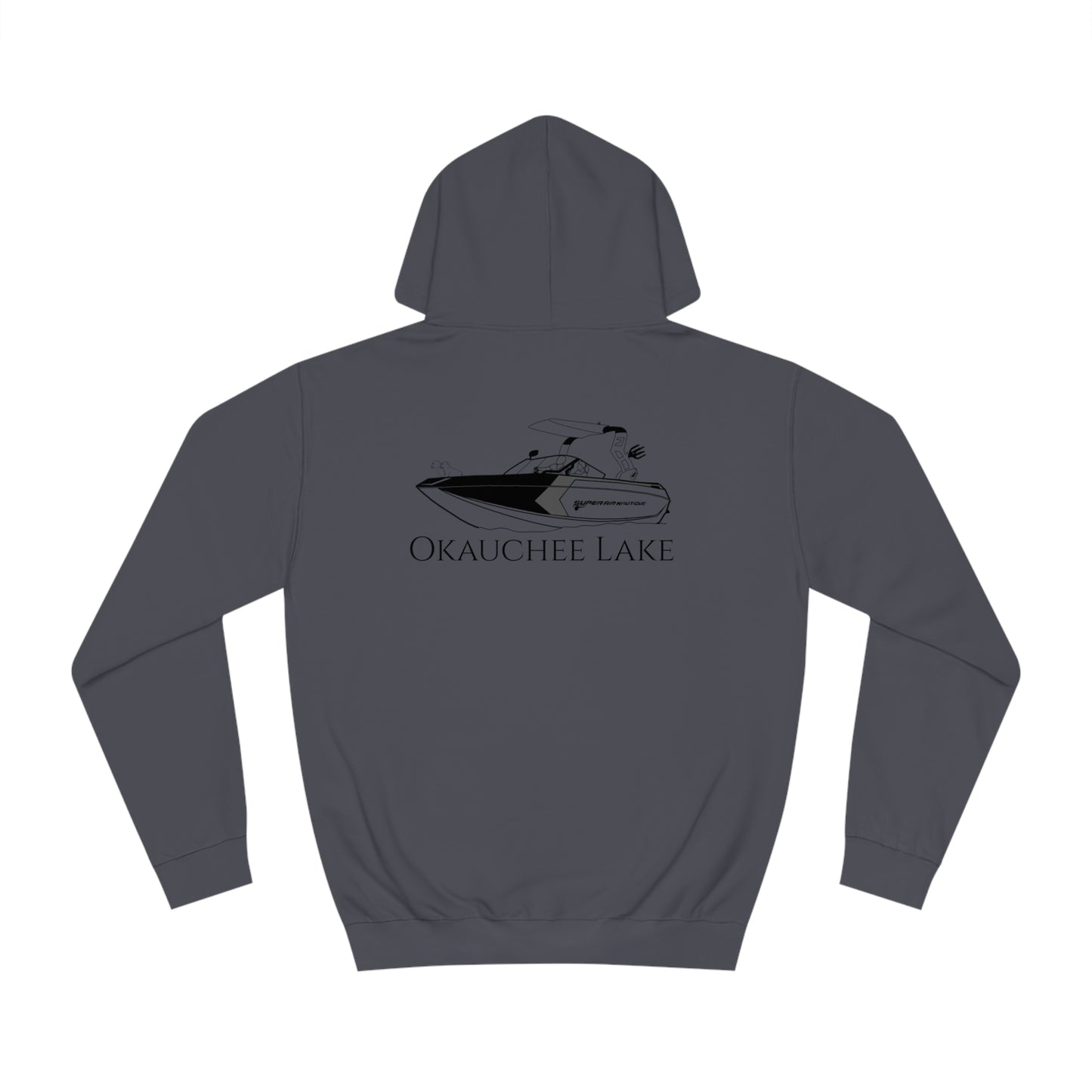 G21 Boat With Dogs Back - Okauchee Lake Unisex Hoodie Medium Weight