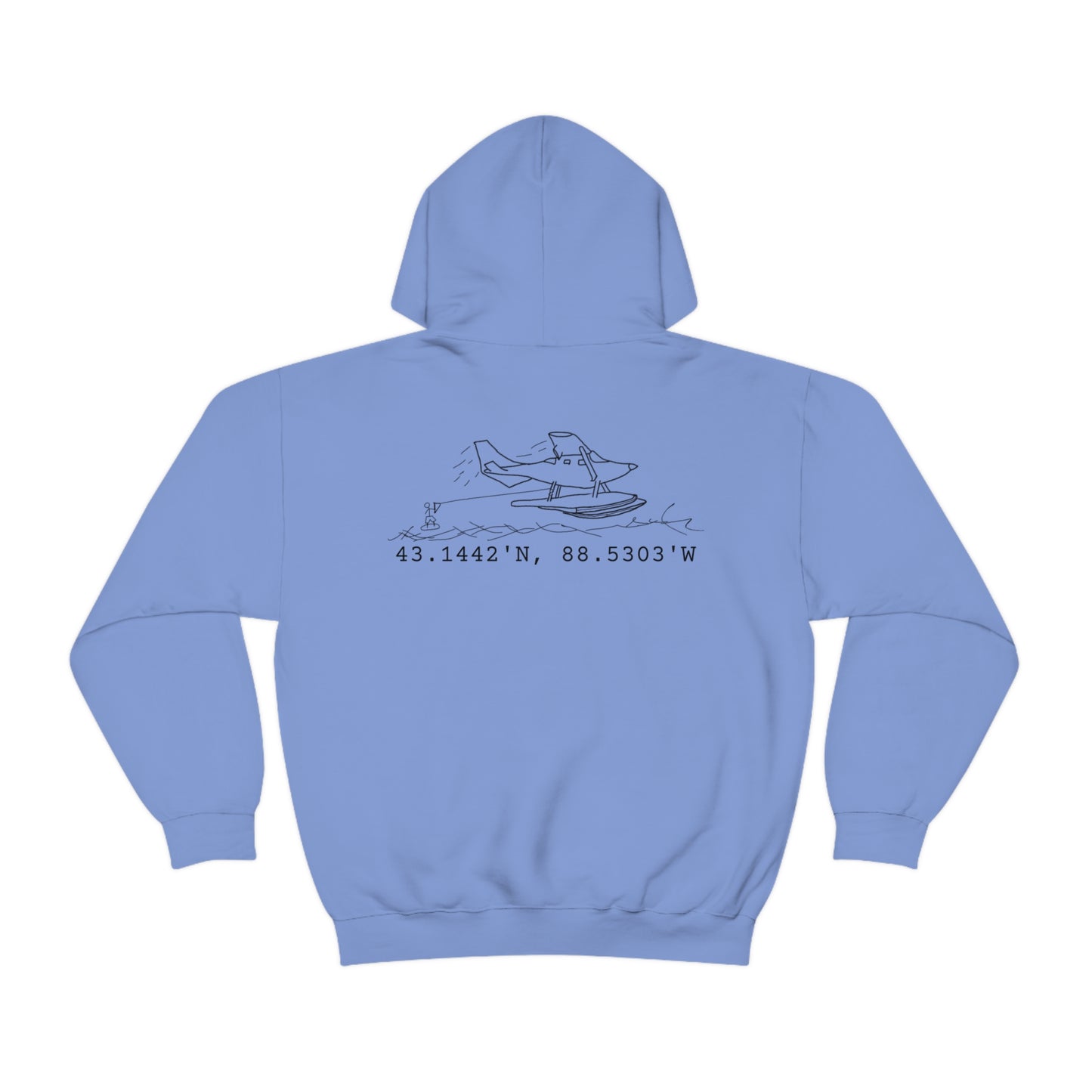 Lac LaBelle, Wakeboard Float Plane - Unisex Heavy Blend Hooded Sweatshirt