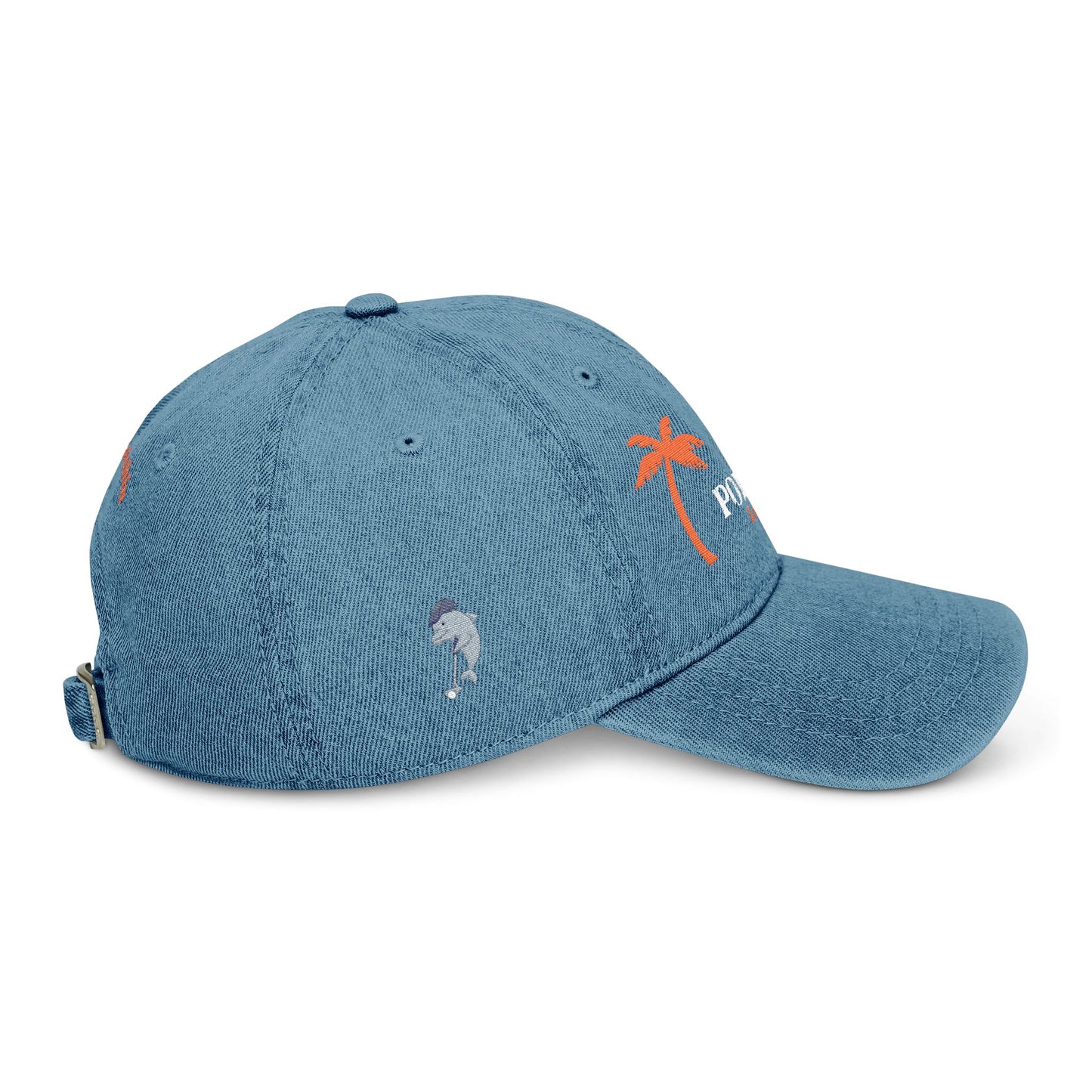 Tropical Embroidered Denim Hat, Vacation Accessory, Summer Style, Beachwear, Gift for Travelers, Casual Fashion