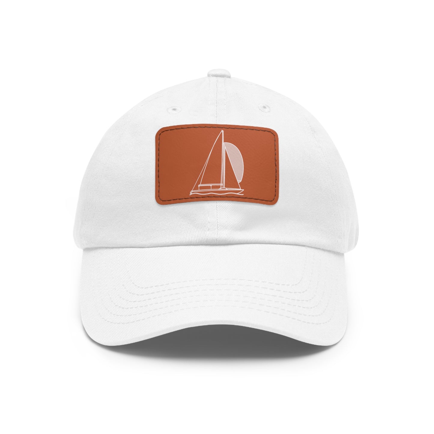 Sailboats Yngling Style Single Mast - Hat with Leather Patch (rectangle)