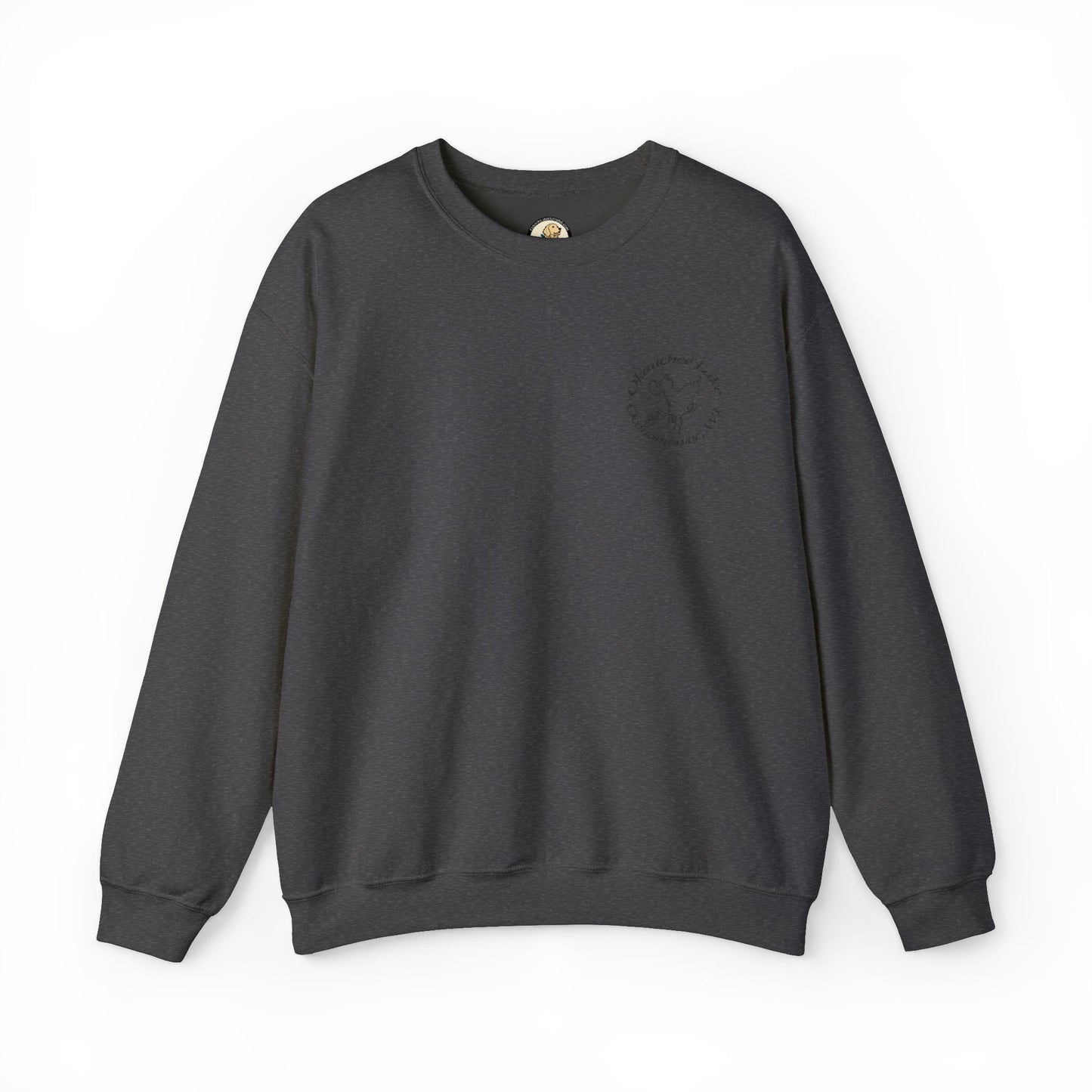Okauchee Lake Embroidered Circle Text Oconomowoc WIUnisex Heavy Blend™ Crewneck Sweatshirt