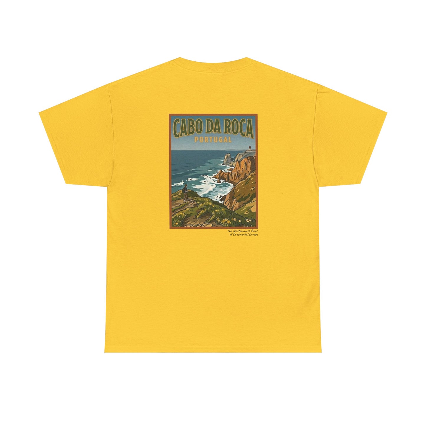 Cabo do Roca with coordinates - 4 panel front - Unisex Heavy Cotton Tee