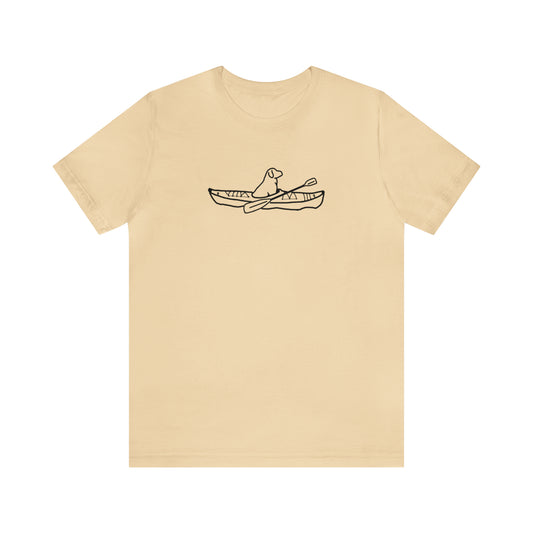 Lac LaBelle, Kayak Dog - Unisex Lightweight Short Sleeve Tee