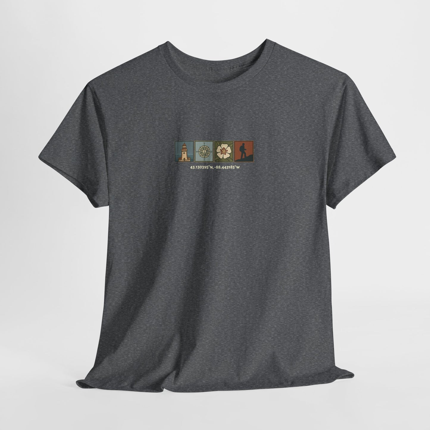 Cabo do Roca with coordinates - 4 panel front - Unisex Heavy Cotton Tee